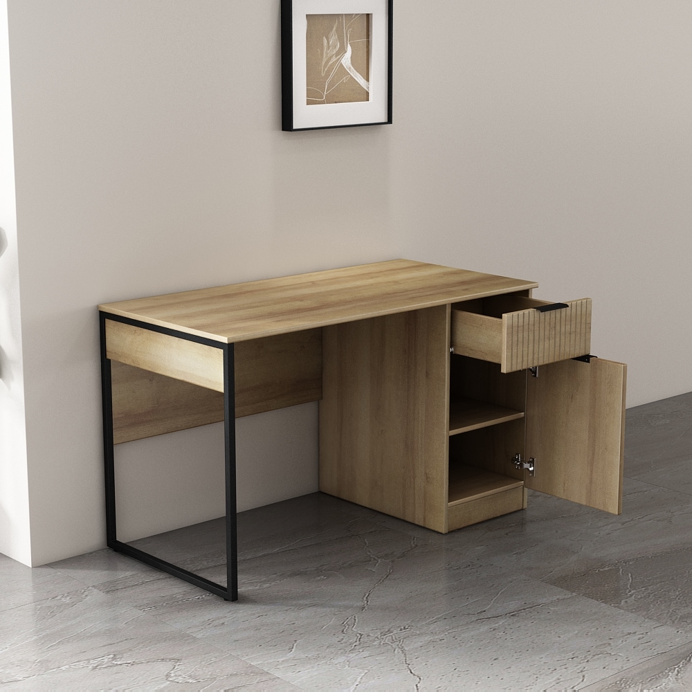 GOODproduct Schreibtisch »Aspea« Set,  mit Schublade, ausreichend Stauraum, moderne Rillenoptik, B. 120 cm