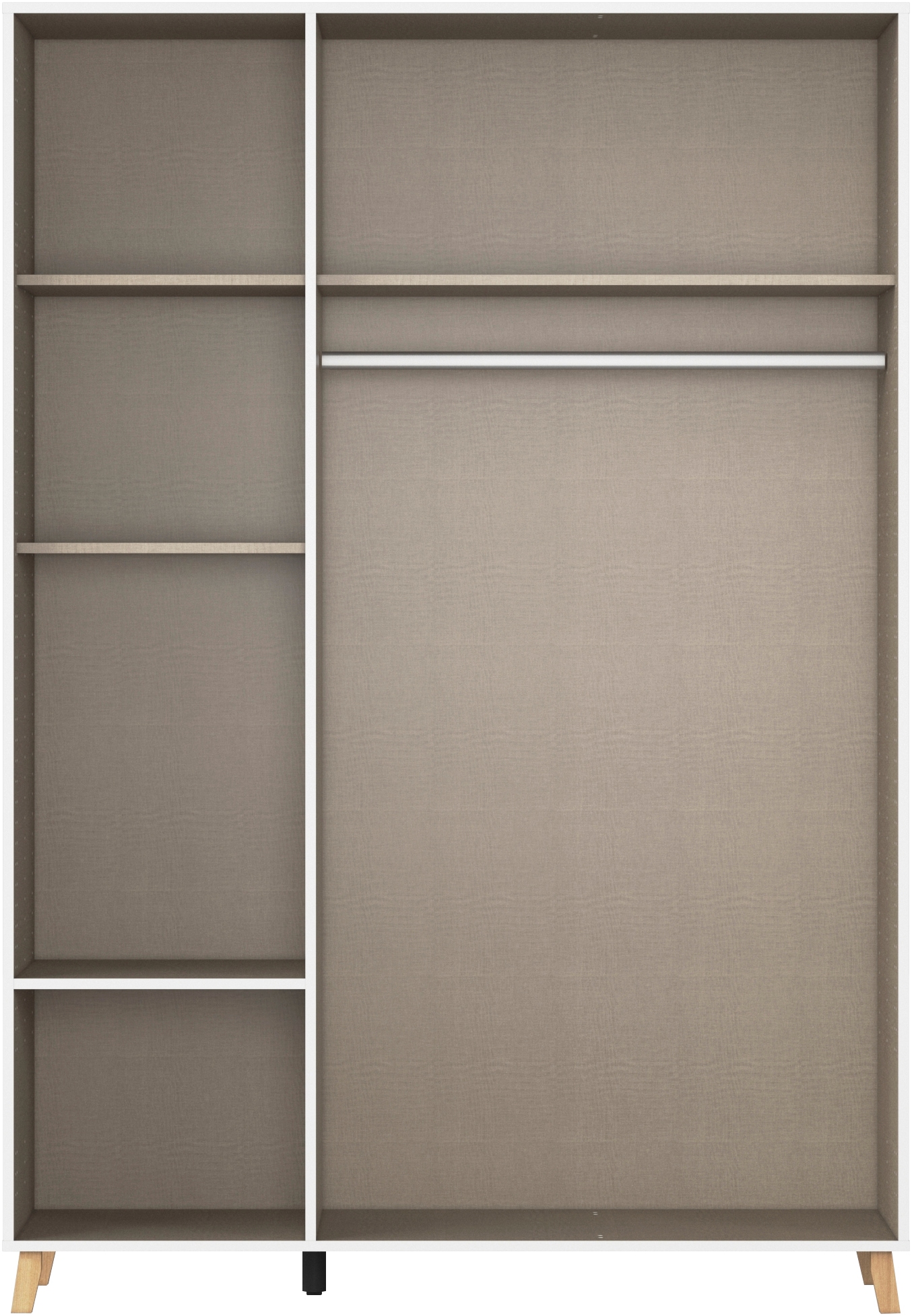 rauch Drehtürenschrank »Kleiderschrank Schrank Garderobe SHINJO Breiten 93/140/187 cm« in 3 verschiedenen Ausstattungen BASIC/CLASSIC/PREMIUM,  Griffe und Füsse aus Massivholz mit 2 Schubladen MADE IN GERMANY
