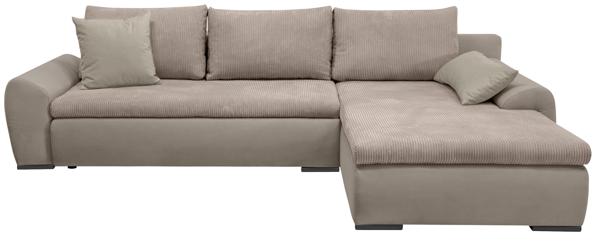 Home affaire Ecksofa »Win, L-Form, Breite 285cm«, optional mit Schlaffunktion und Bettkasten, taupe, Cord