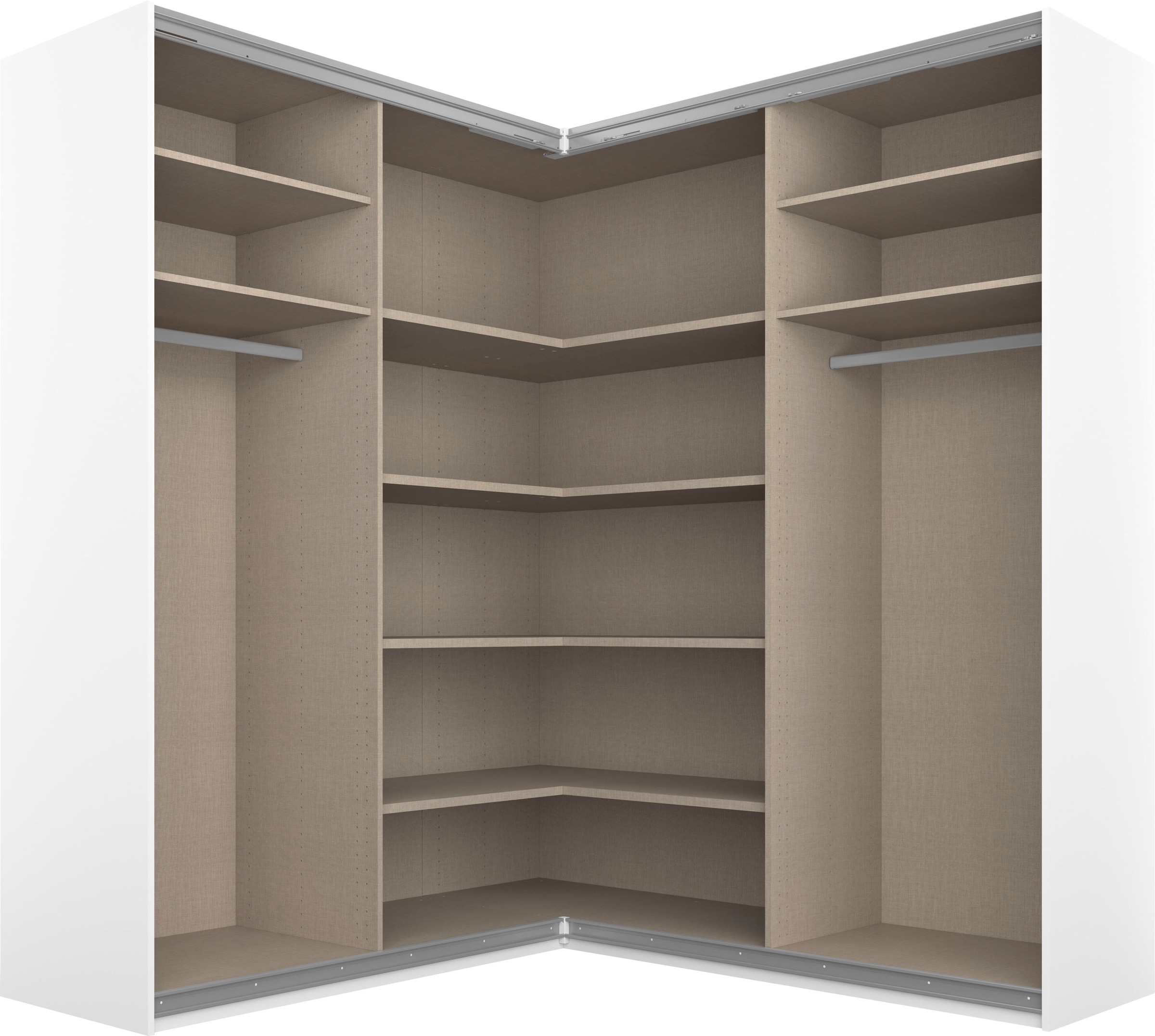 rauch Schwebetürenschrank »Kleiderschrank Garderobe Eckkleiderschrank QUADRA mit edler Glasfront« in den Höhen 210/229 cm, inkl. Soft-Close-Funktion,  grosser Eckschrank mit viel Stauraum, Mass 181x187 cm MADE IN GERMANY