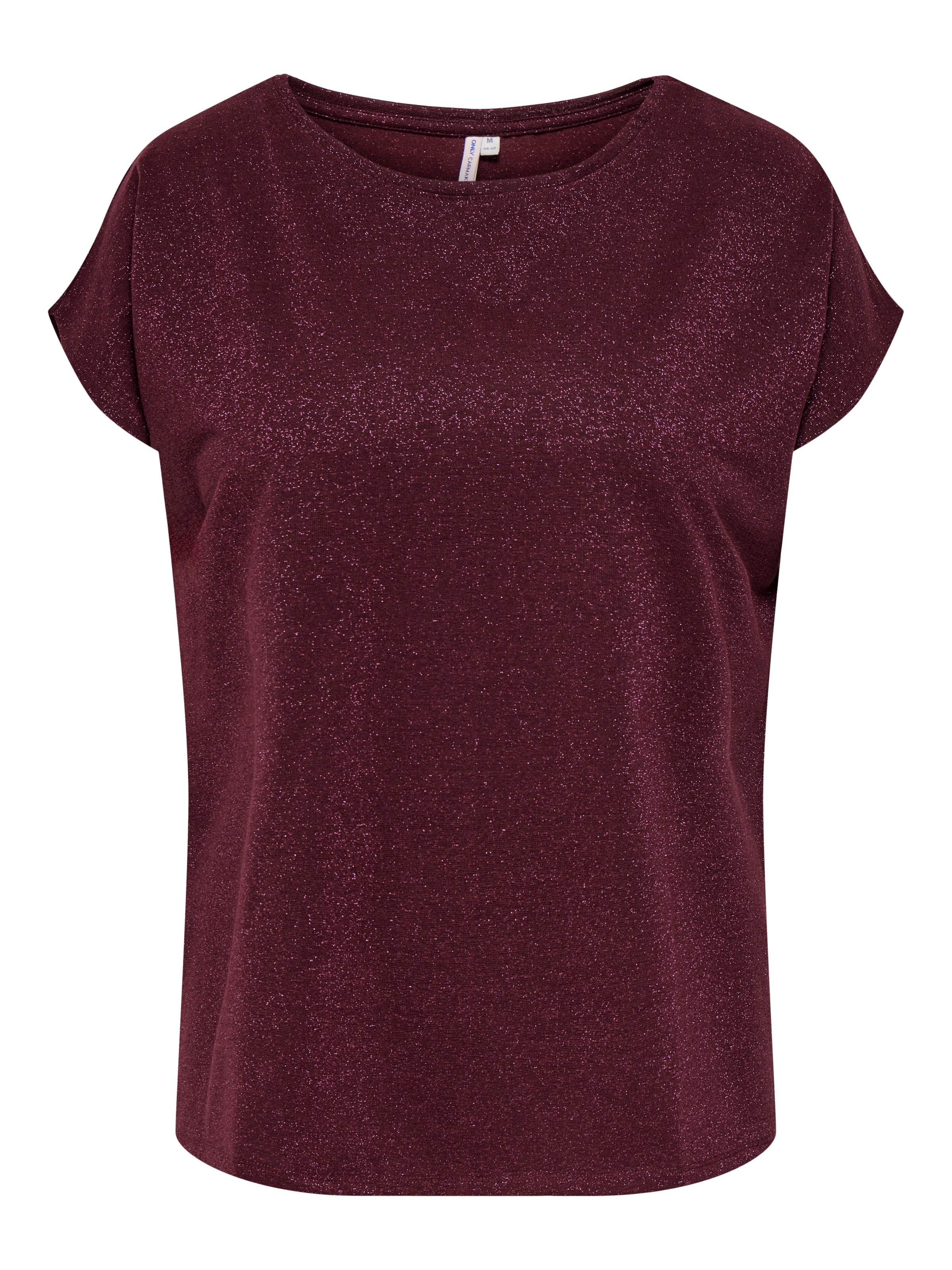 ONLY CARMAKOMA Kurzarmshirt »CARMOSTER GLITTER S/S TOP JRS NOOS« leicht glitzernde Optik