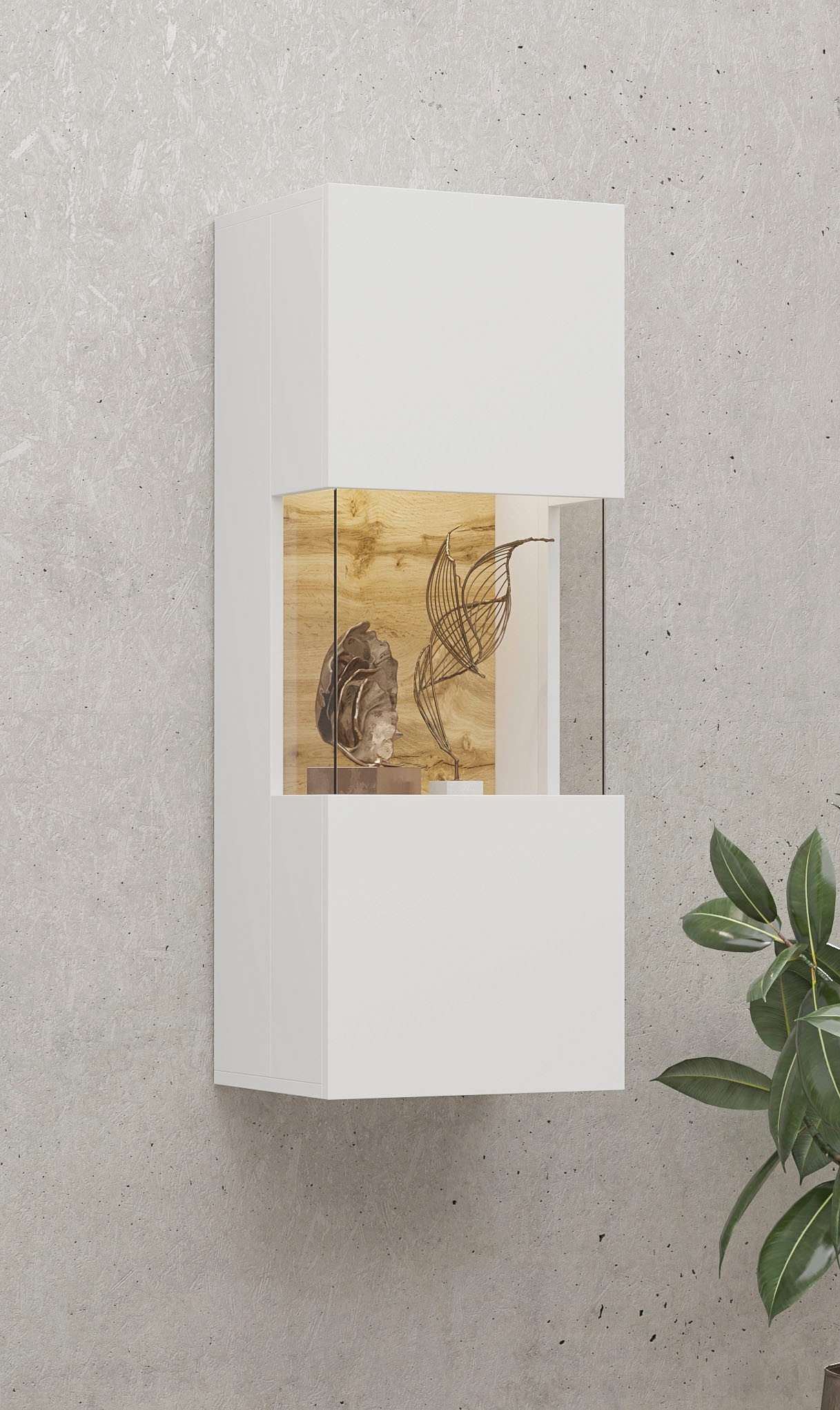 Image of Home affaire Hängevitrine "Ava, Breite 36 cm, hängend montierbar" moderne grifflose Vitrine, Eckverglasung