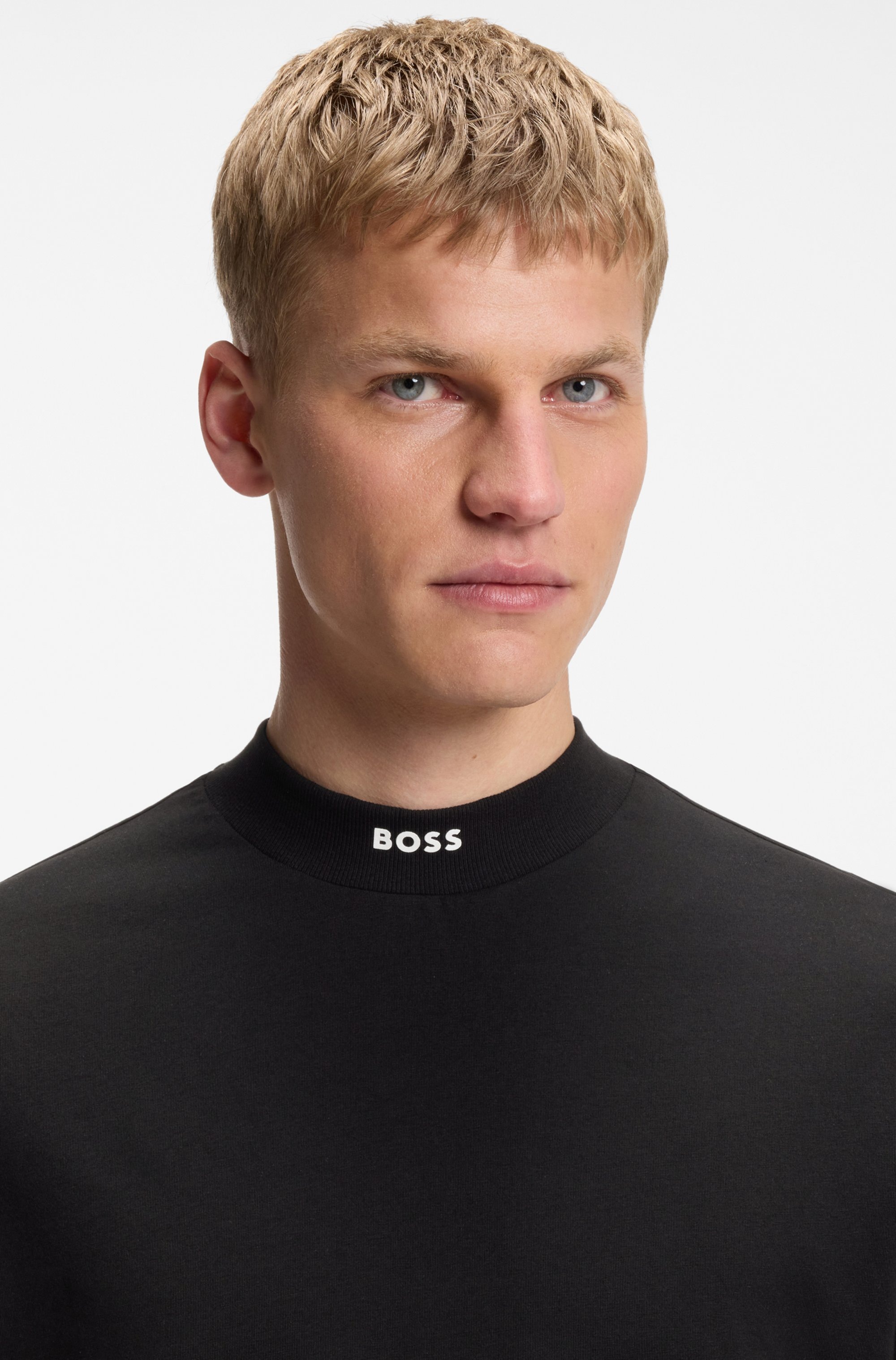 BOSS GREEN T-Shirt »Tee Collar Relaxed Fit« Stretch Jersey Baumwolle, Logo Centered, Rundhals