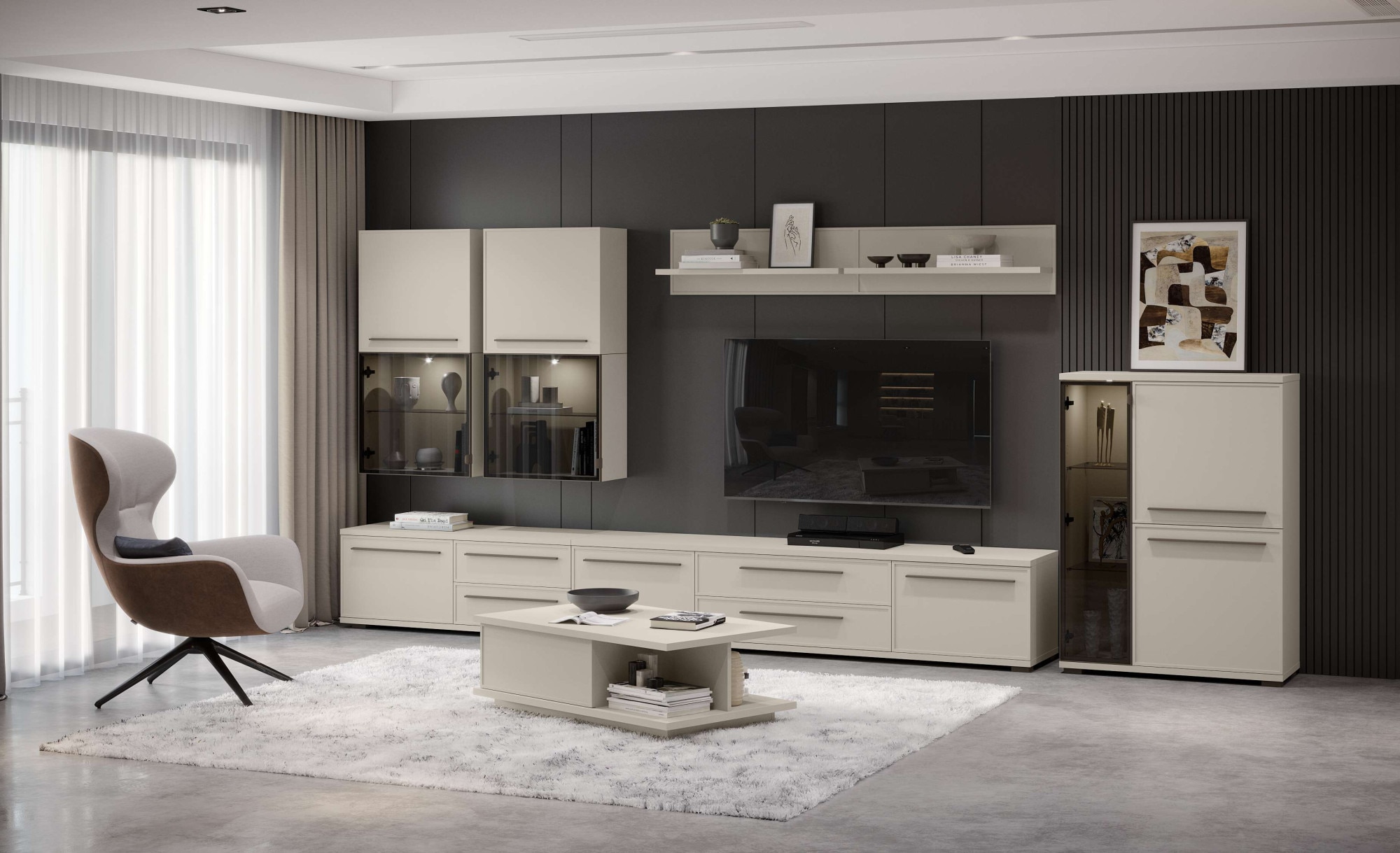 GOODproduct Hängevitrine »Opera, Wandschrank, Schwebendes Design für modernen Wohnraum« UV lackiert, Soft Close Funktion, Wandmontiert