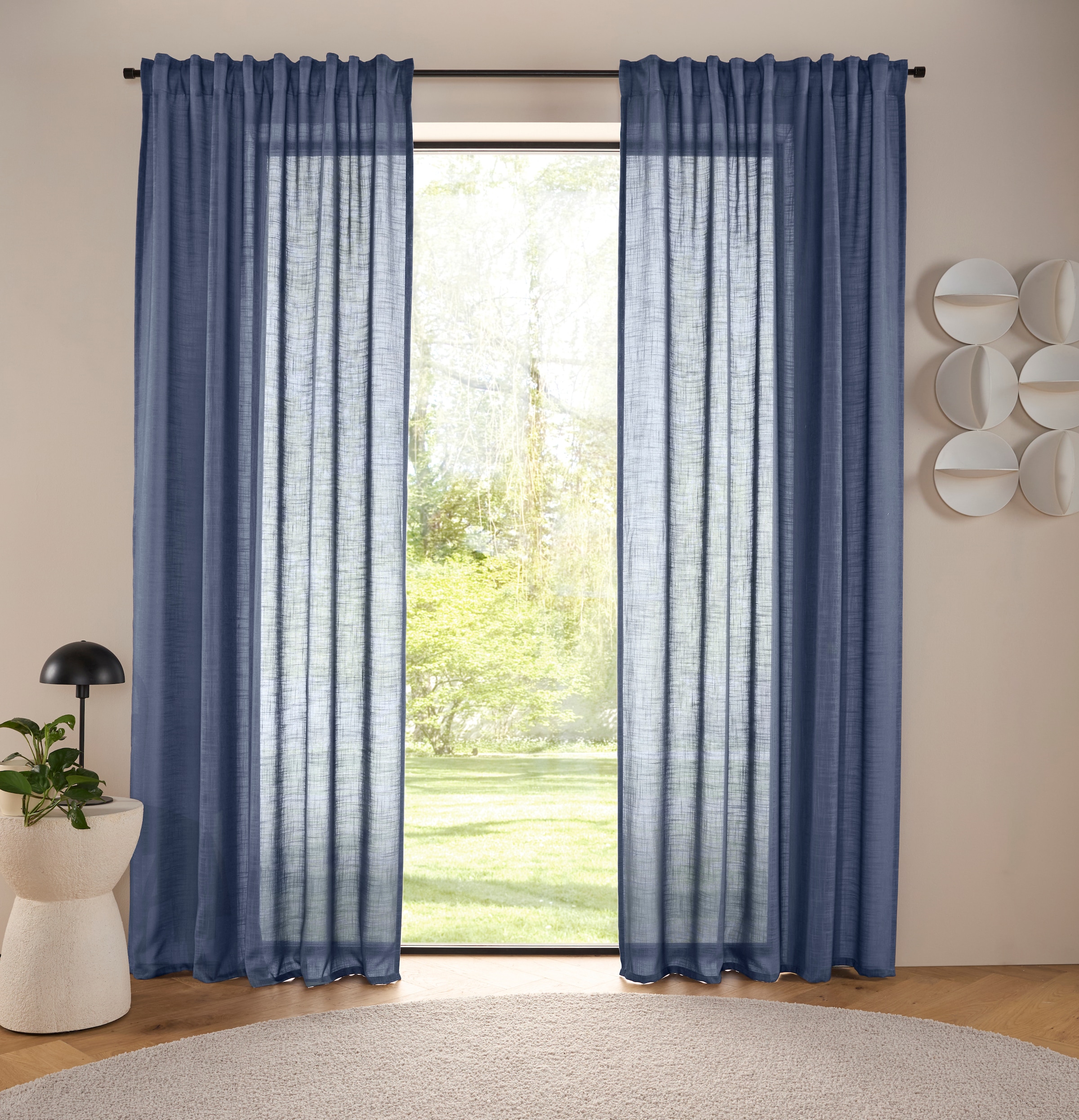 Image of LeGer Home by Lena Gercke Gardine "Marusha, Leinenoptik, halbtransparent, 1er & 2er Pack, Topseller" Multifunktionsband 2 Stk. tlg. 1/2er Schal, Leinenoptik, grob gewebt, verschiedene Grössen