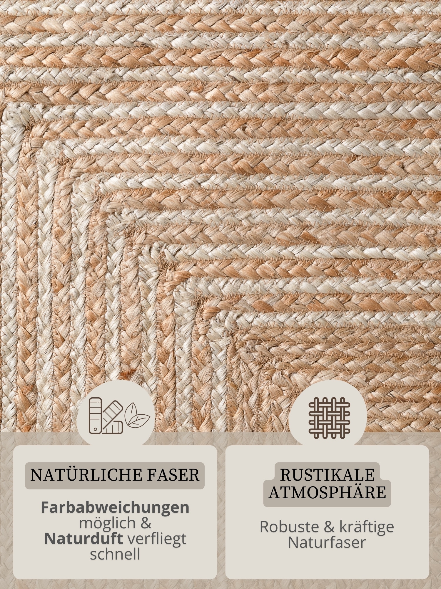 HANSE Home »Juno Line  Juteteppich« rechteckig 9 mm Höhe Jute, Shape, Handgemacht, Wohnzimmerteppich, Naturteppich, Wohnzimmer