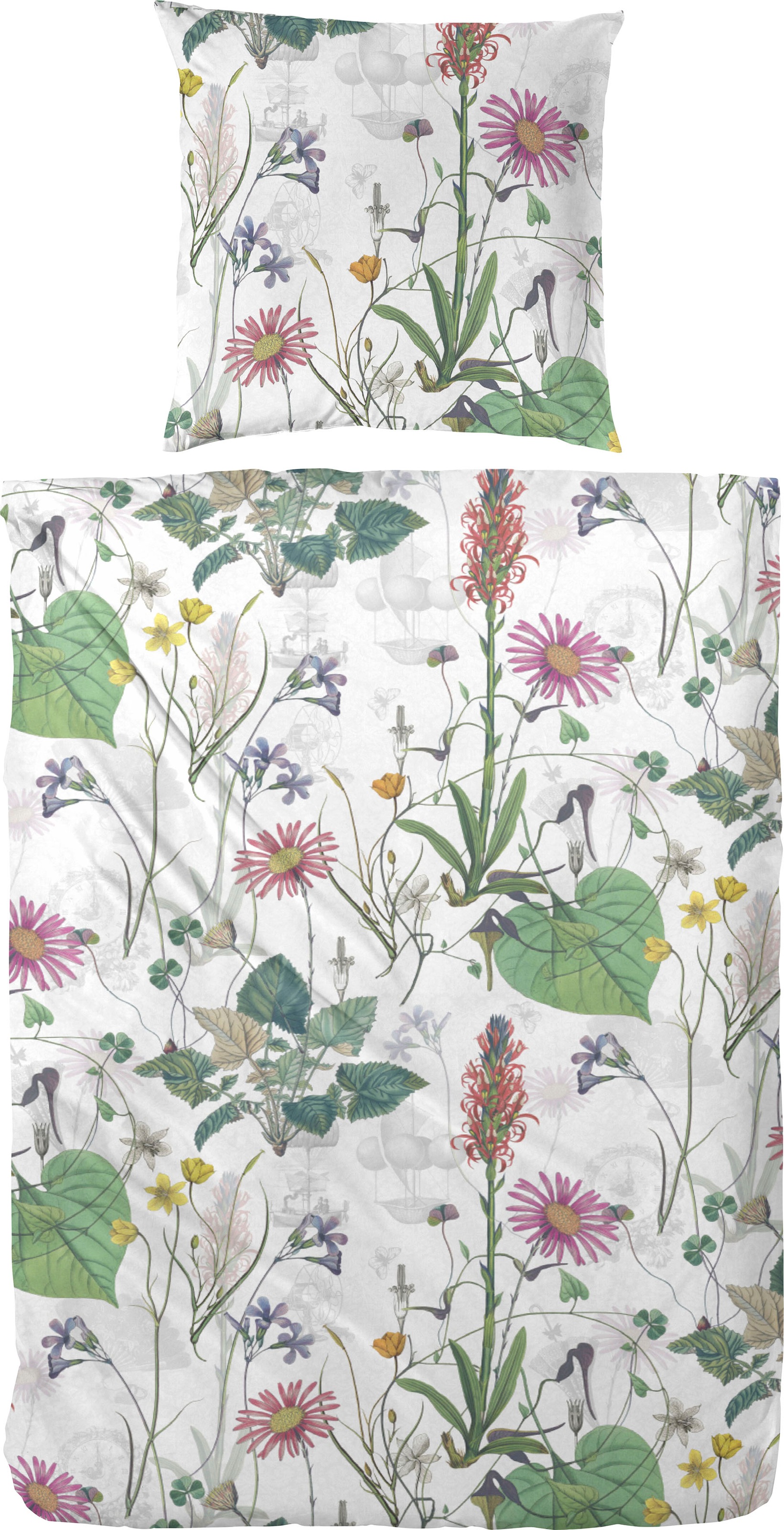 Image of Primera Bettwäsche "Mako-Satin Bettwäsche Botanicals" 2 Stk. Mit satten Grüntönen