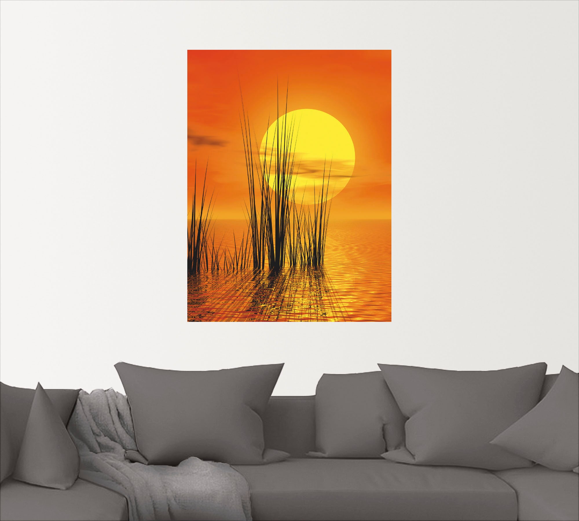 Artland Wandbild »Sonnenuntergang mit Schilf«, in oder maintenant -untergang, Poster versch. St.), (1 Sonnenaufgang Wandaufkleber als Leinwandbild, & Grössen