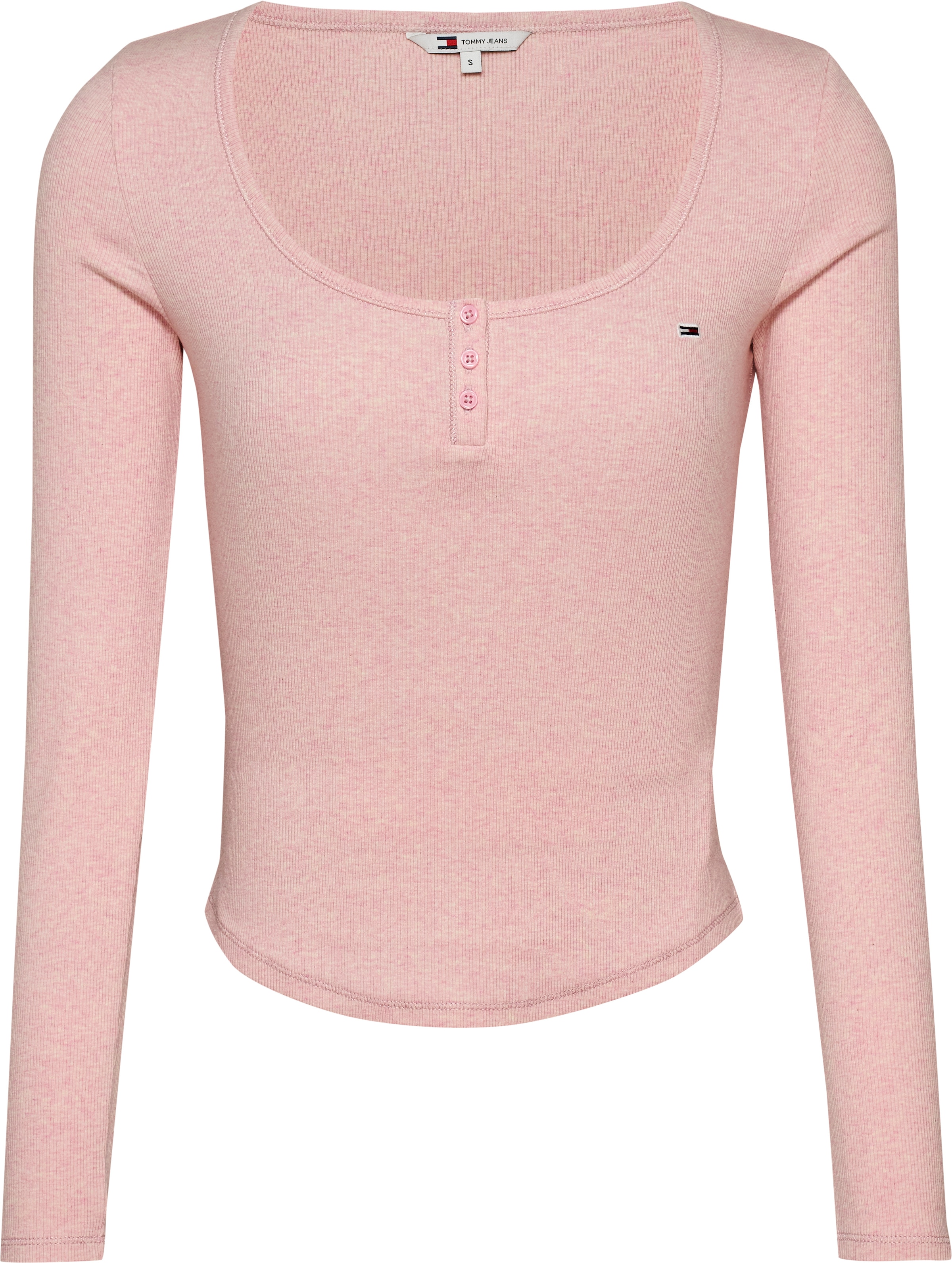 Tommy Jeans Langarmshirt »TJW MELANGE HENLEY LS EXT«, in melierter Optik, mit Logostickerei