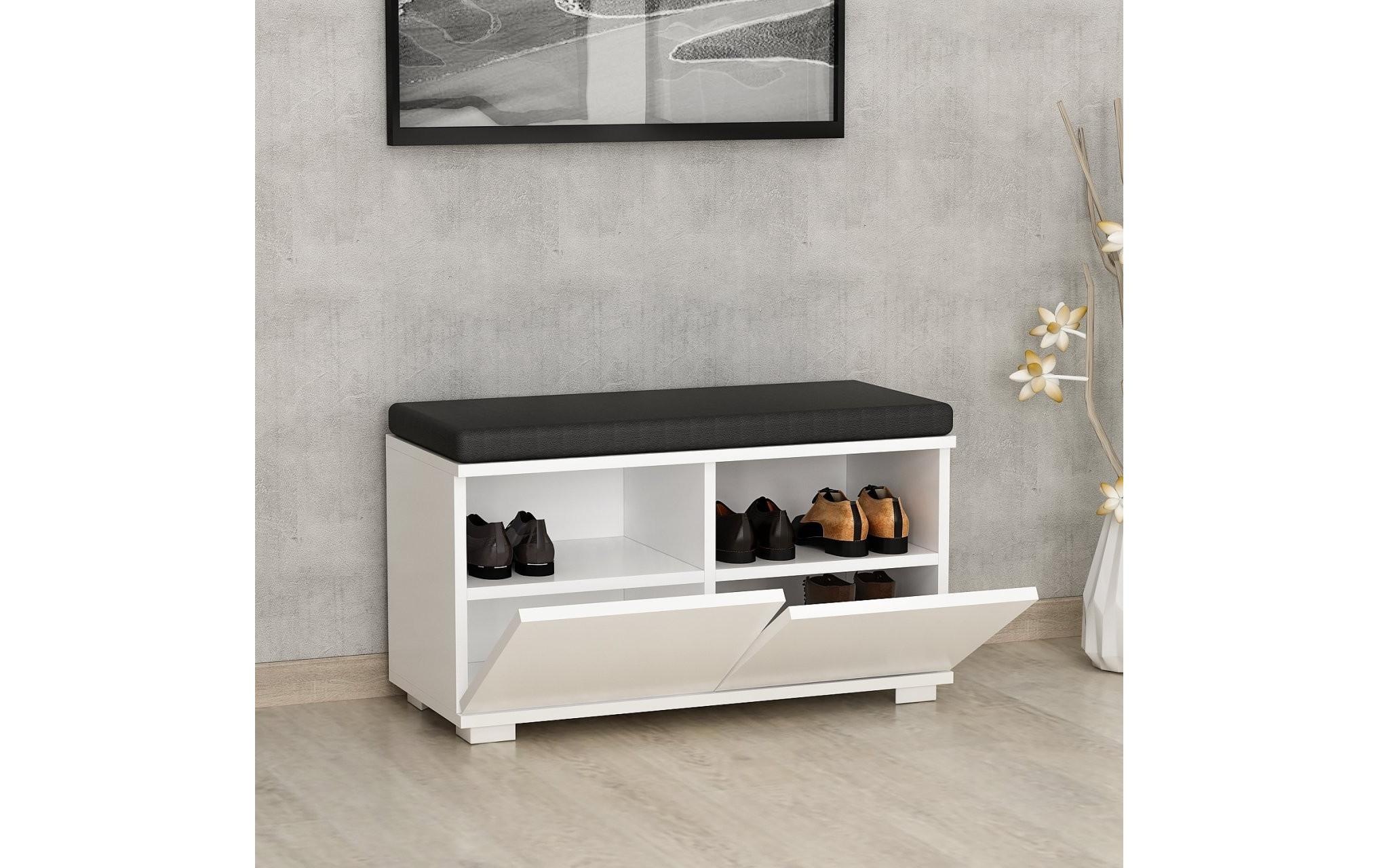 Schuhschrank »Woody Fashion Drago 80 x 42 x 35 cm, Weiss/Schwarz«