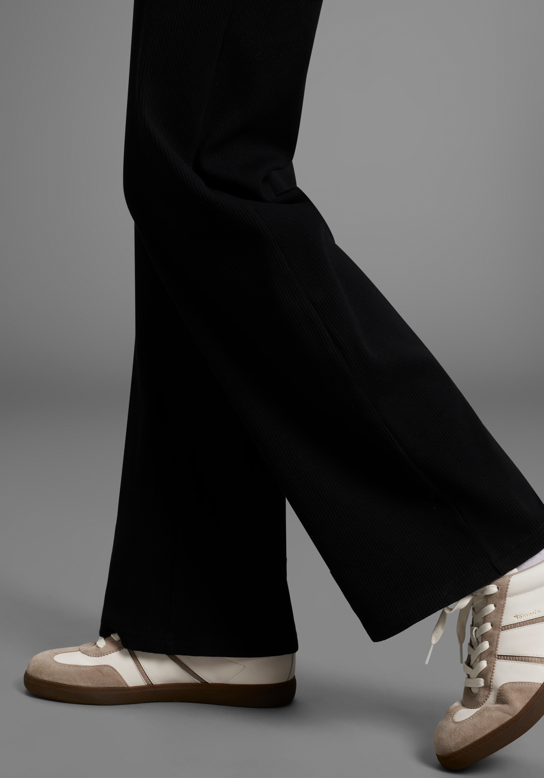 Neun Monate Umstandshose »Weite Jerseyhose für Schwangerschaft und Stillzeit«, Umstands-Hose aus Rippware mit weitem Bein