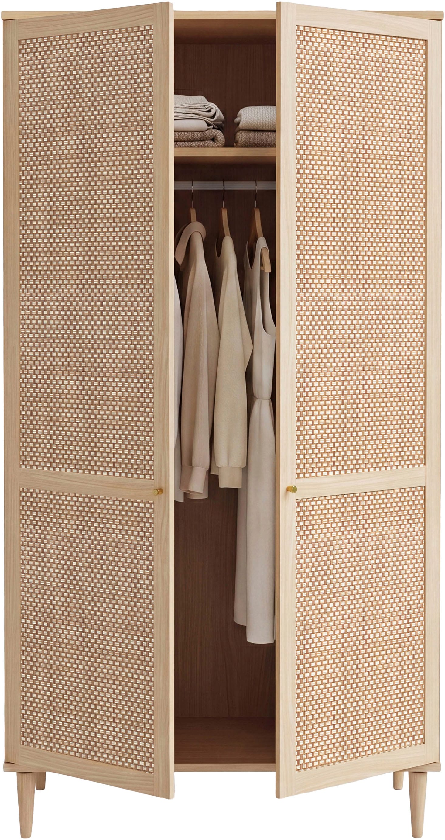 GOODproduct Kleiderschrank »ELLIAN mit Wiener Geflechtoptik, Rattan, Boho Stil, Vintage« Holzfüsse, Metallgriffe, Made in EU, viel Stauraum, FSC® zertifiziert