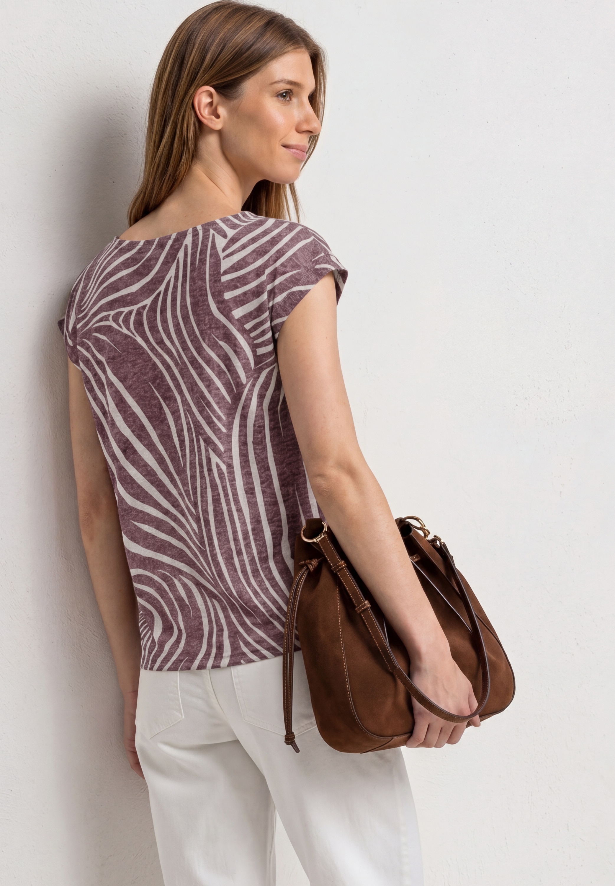STREET ONE Haut de chemise t-shirt d'été effet burnout / imprimé intégral