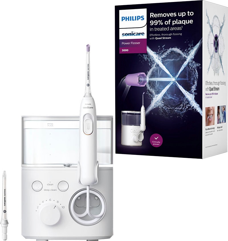 Image of Philips Sonicare Zahnzwischenraum-Reiniger "Power Flosser 3000 HX3711/20" 2 Stk. Aufsätze mit Quad Stream-Technologie, 2 Reinigungsmodi, 10 Intensitätsstufen