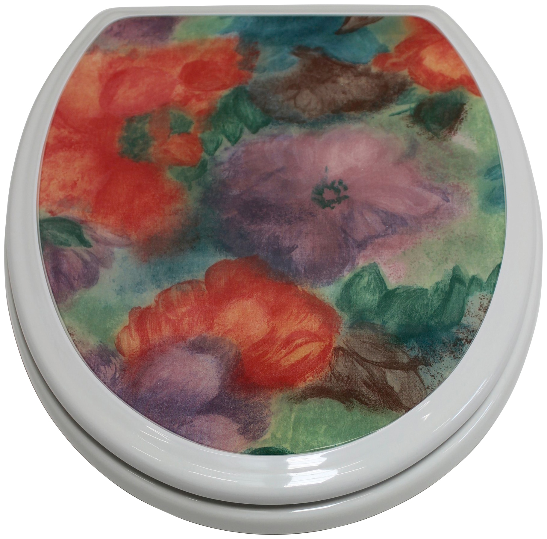 Image of ADOB WC-Sitz "Blumen" mit messingverchromten Scharnieren