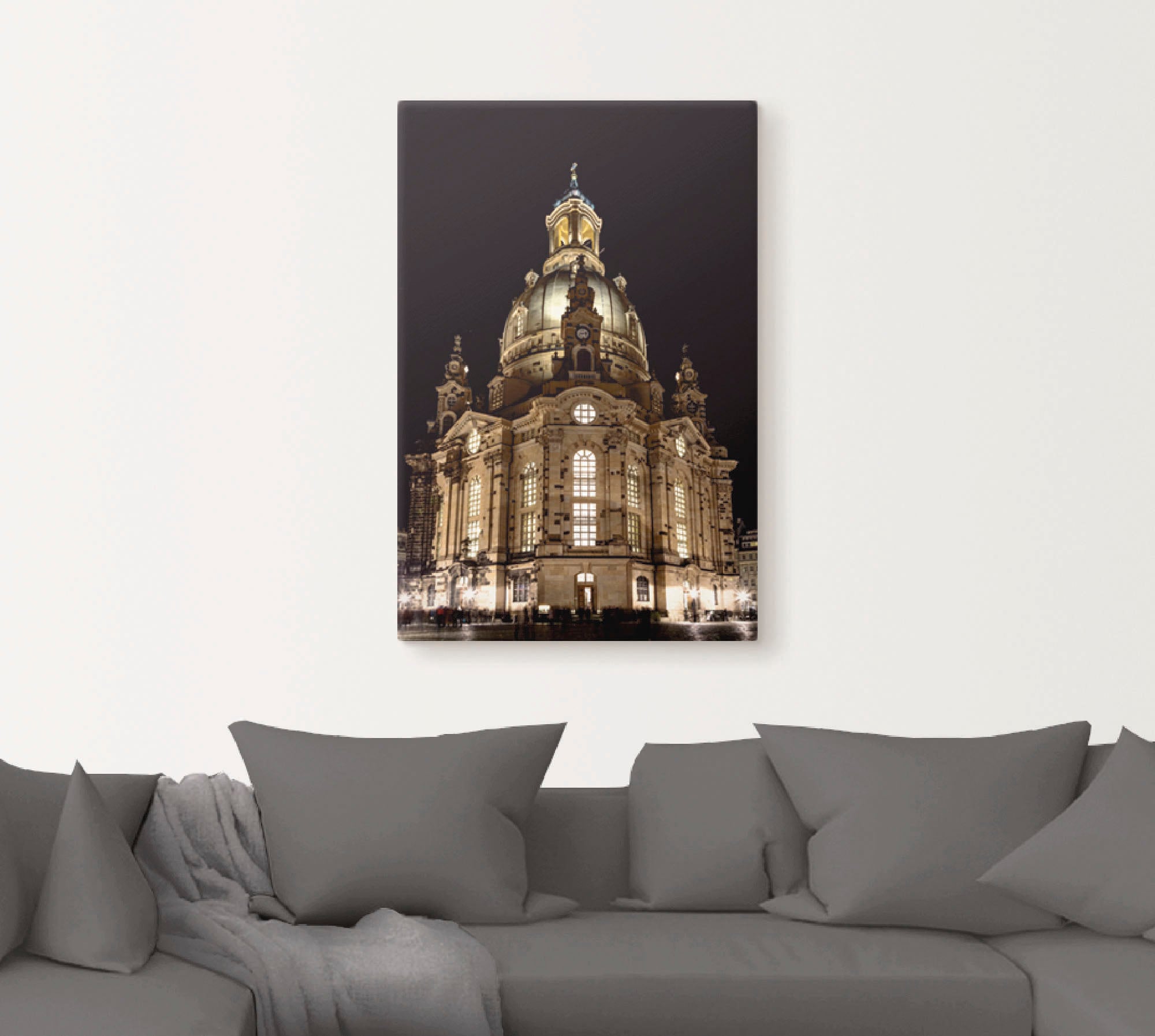 Artland Wandbild »Erleuchtete Frauenkirche in Dresden«, Gebäude, (1 St.), als Leinwandbild, Poster in verschied. Grössen