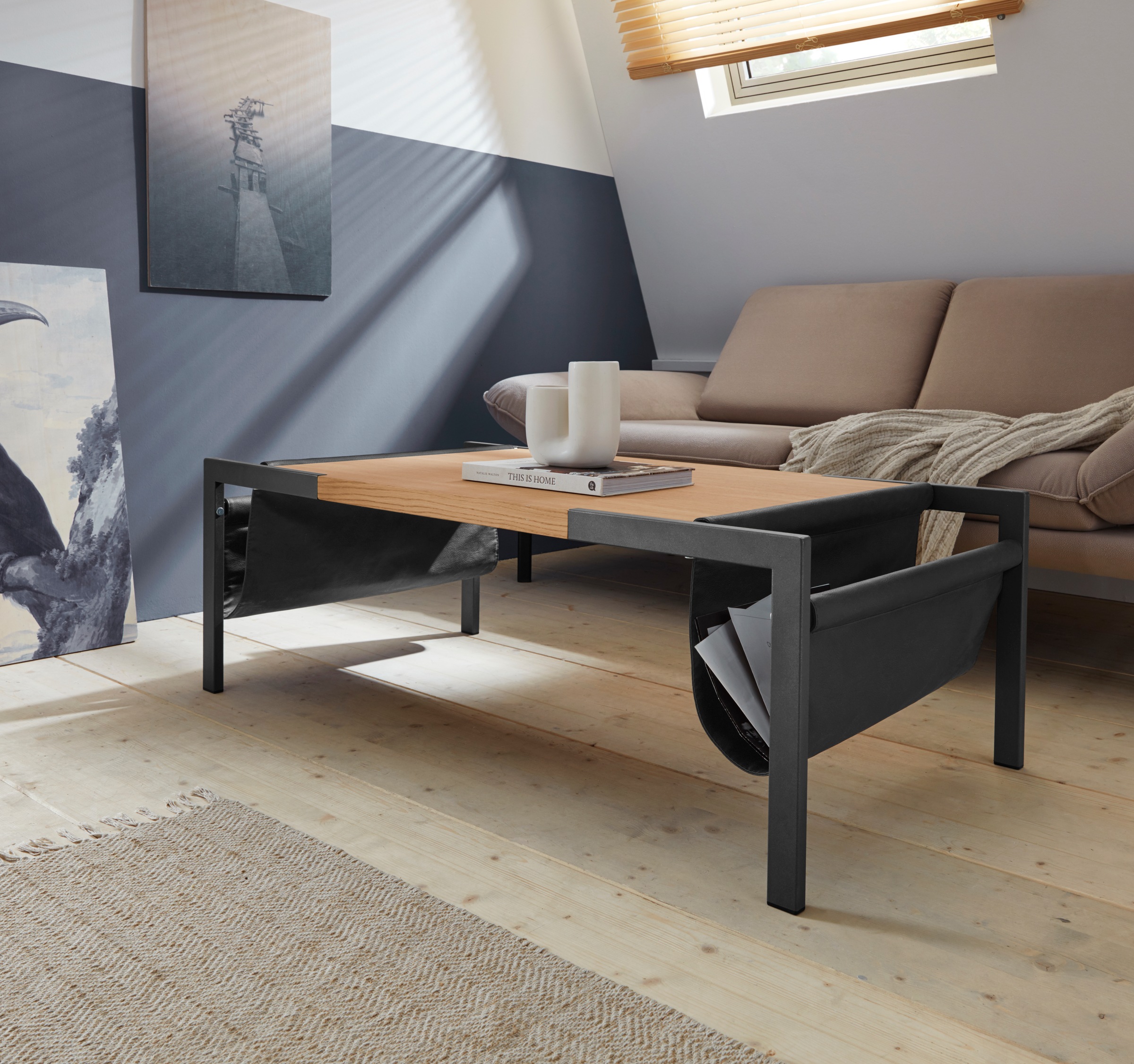 Image of andas Couchtisch »Pauli«, aus MDF, Eichenfurnier & Metallfüsse, Breite 125 cm bei Ackermann Versand Schweiz