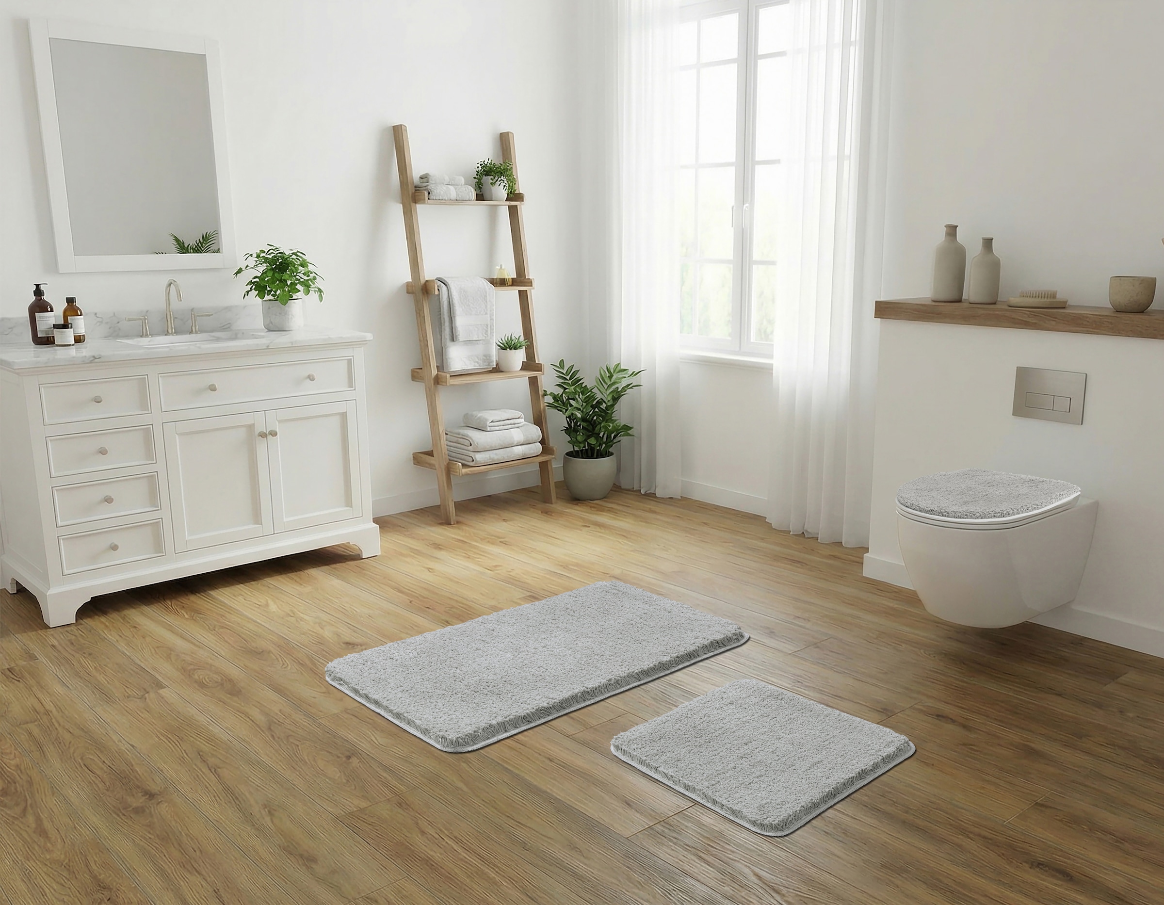 GOODproduct Tapis de bain »Sanremo Premium, Badvorleger, Badezimmer Teppich, sehr weich« Höhe 35 mm revêtement antidérapant Séchage rapide | compatible chauffage au sol tapis de bain, uni, rectangulaire & disponible en set de 3 pièces