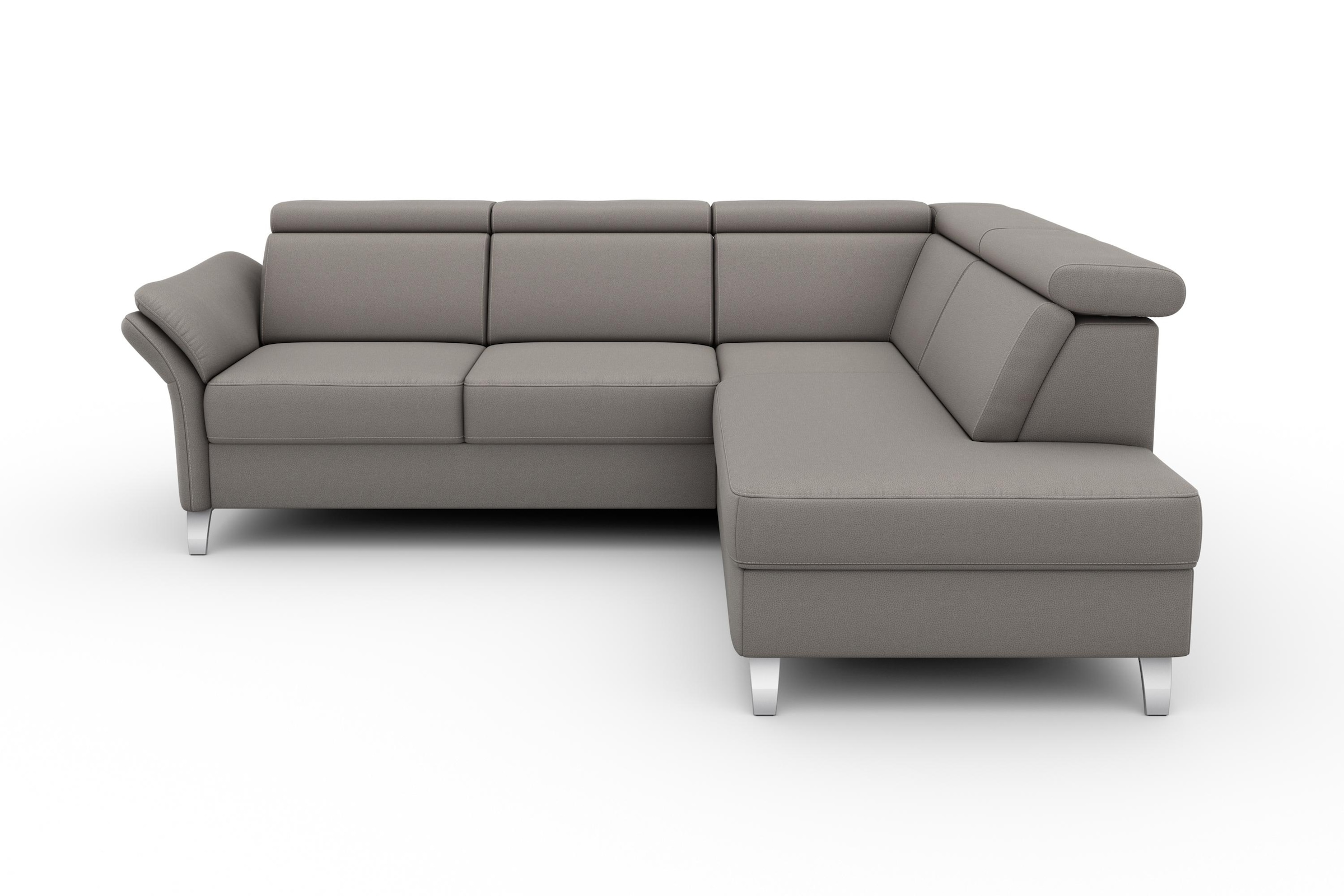 sit&more Ecksofa »Vincenzo L-Form«, inklusive Kopfteilverstellung, wahlweise mit Bettfunktion, Bettkasten