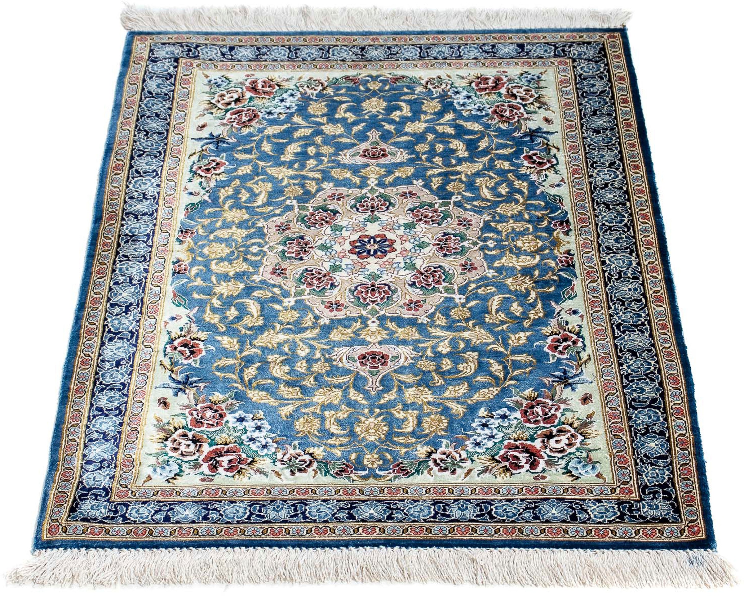 Image of morgenland Orientteppich »Perser - Ghom - 86 x 60 cm - blau«, rechteckig, 10 mm Höhe, Wohnzimmer, Handgeknüpft, Einzelstück mit Zertifikat bei Ackermann Versand Schweiz