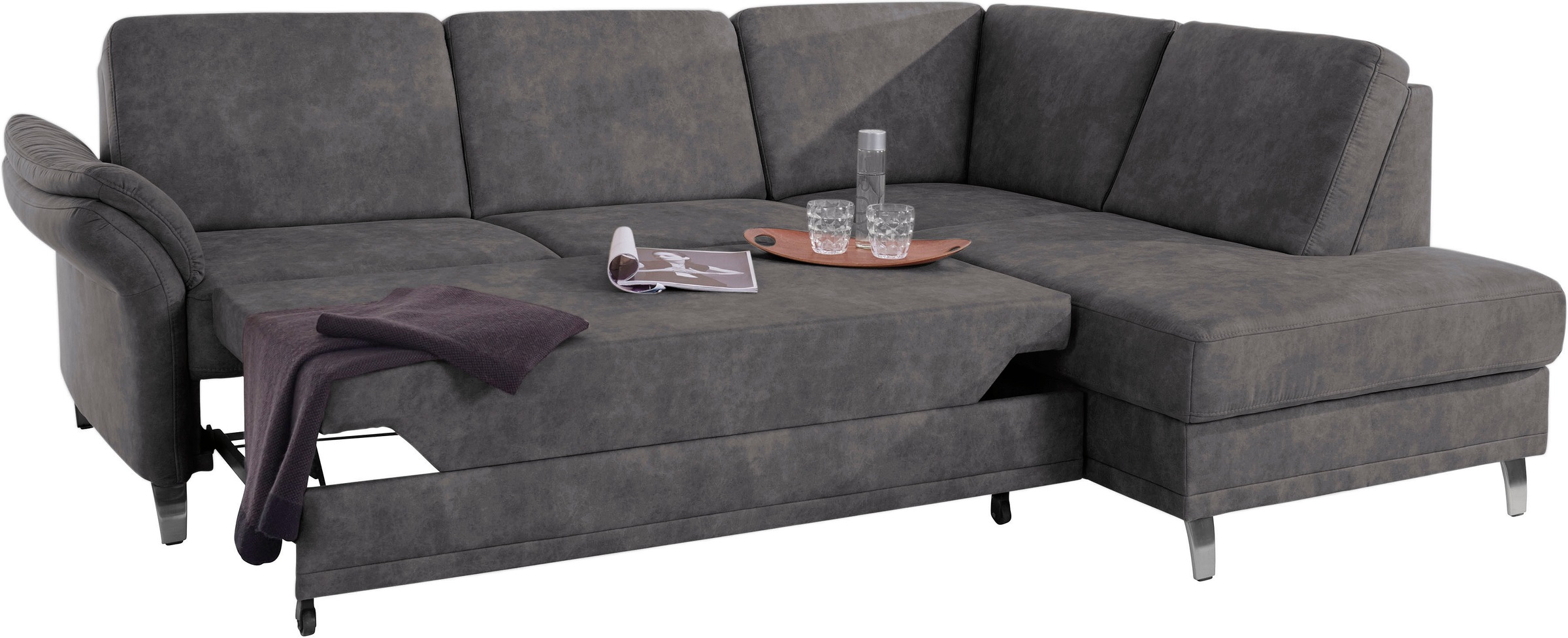 sit&more Ecksofa »Clio L-Form«, wahlweise mit Bettfunktion und Bettkasten, inklusive Federkern