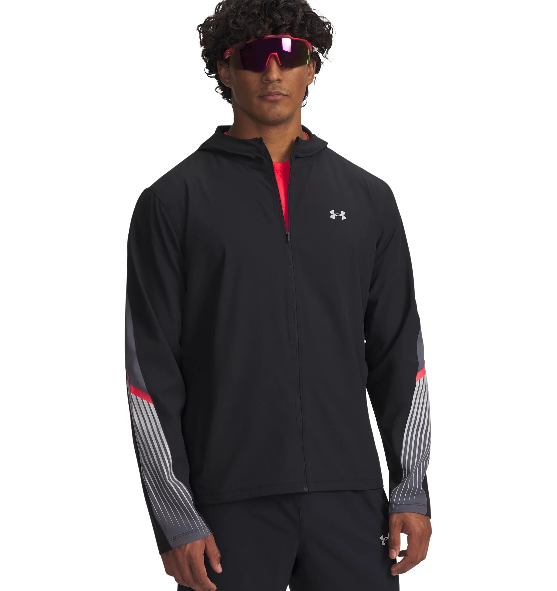 Image of Under Armour Laufjacke "UA VELOCITI STORM HOODED JKT" mit Kapuze, mit reflektierenden Details, mit Elasthan-Anteil