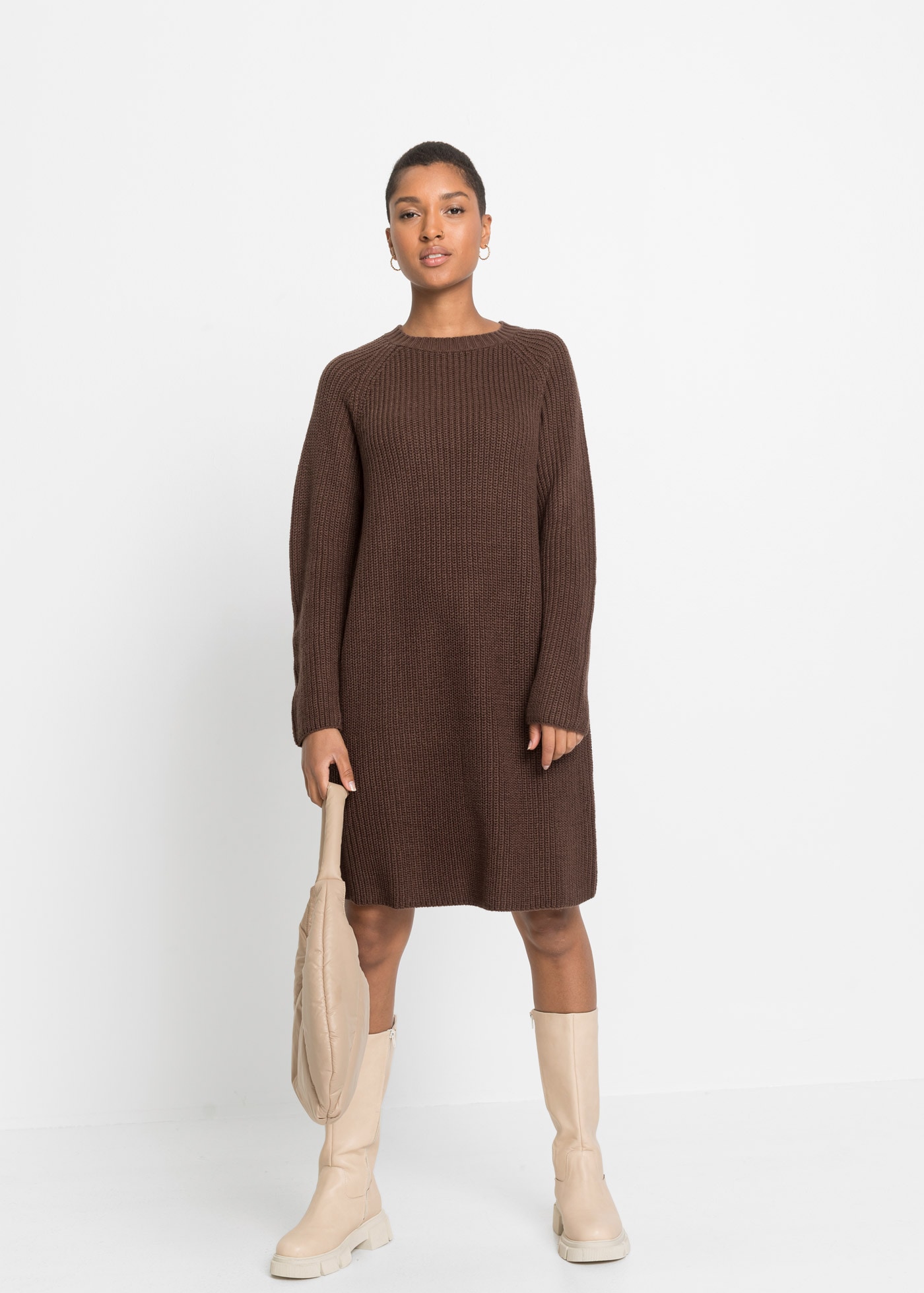 Image of bonprix Strickkleid aus Polyacryl, lockere Passform, knielang, mit Rundhalsausschnitt
