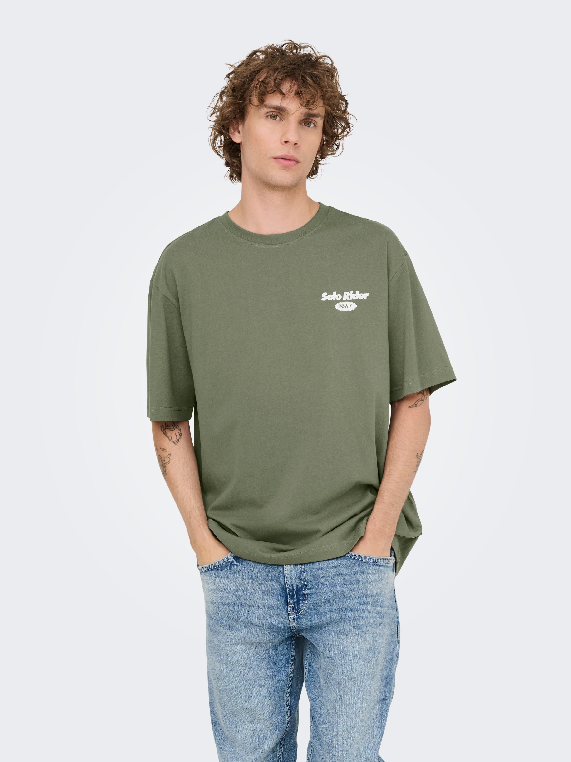 Image of ONLY & SONS T-Shirt "ONSNATHAN RLX SS TEE NOOS" Baumwolle, relaxed fit