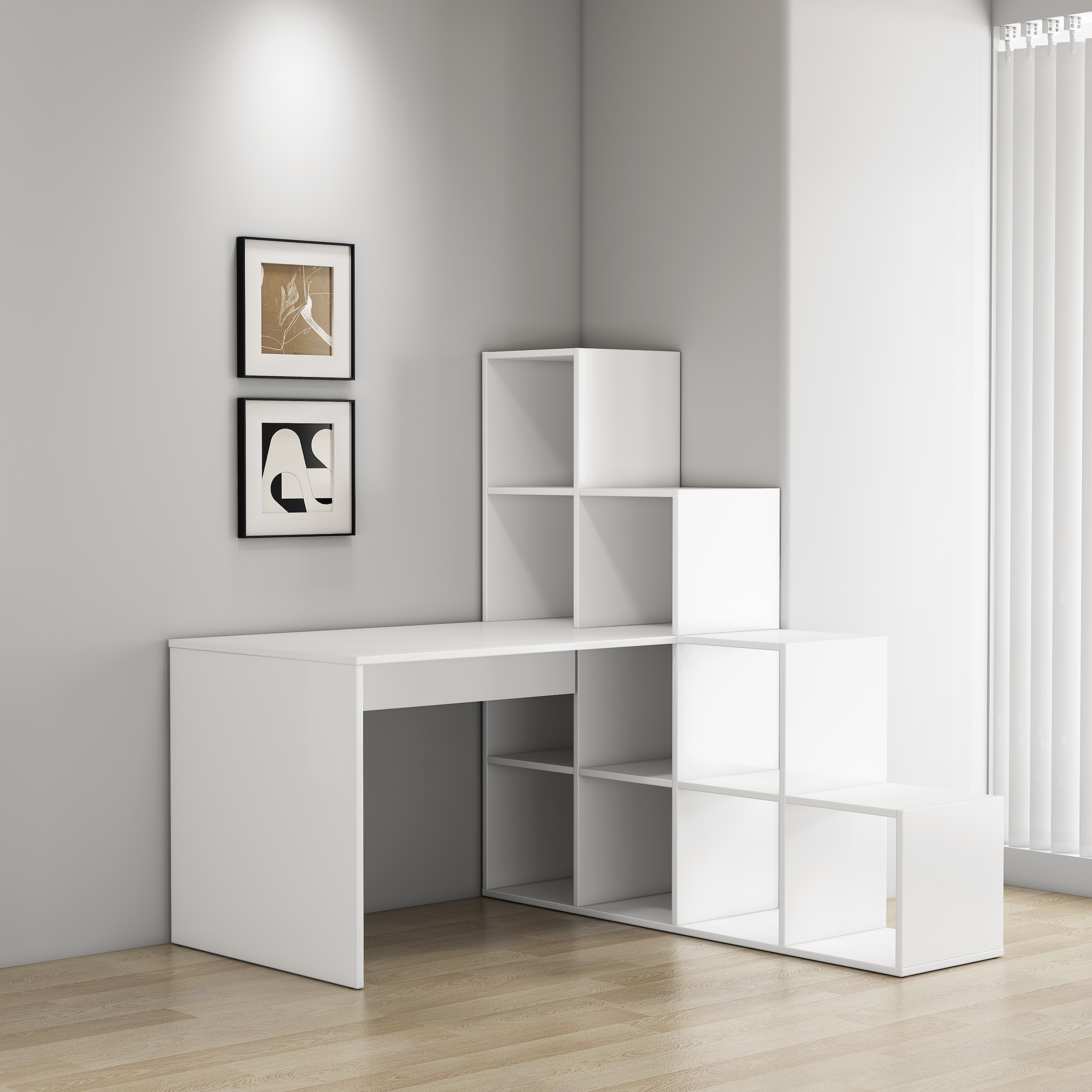 GOODproduct Regal-Schreibtisch »Ciela« Set,  flexible Aufstellmöglichkeiten, wechselseitig  montierbar, B. 137 cm