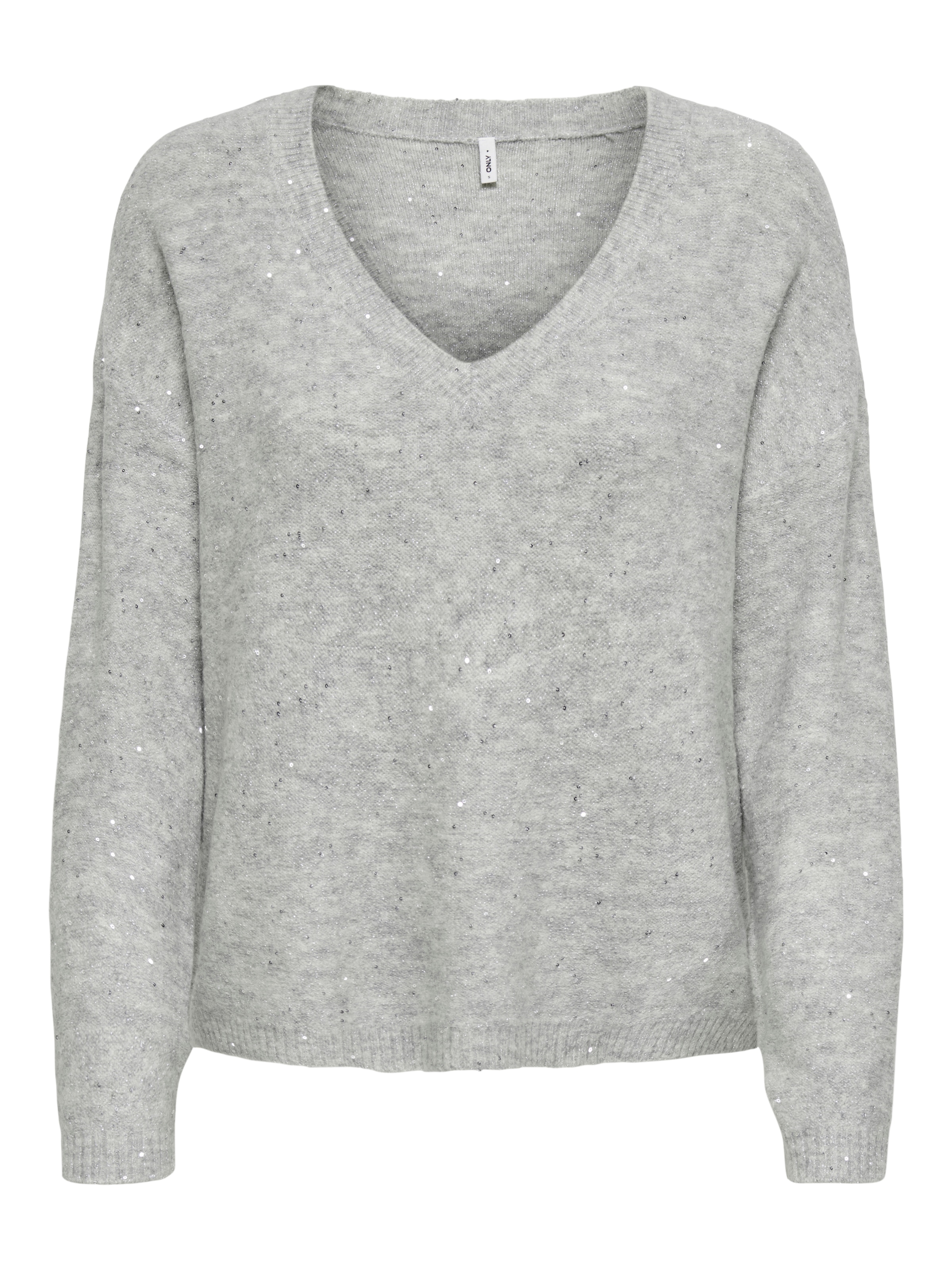 ONLY Pull en tricot »ONLARIZONA LS SEQUINS V-NECK PUL KNT«
