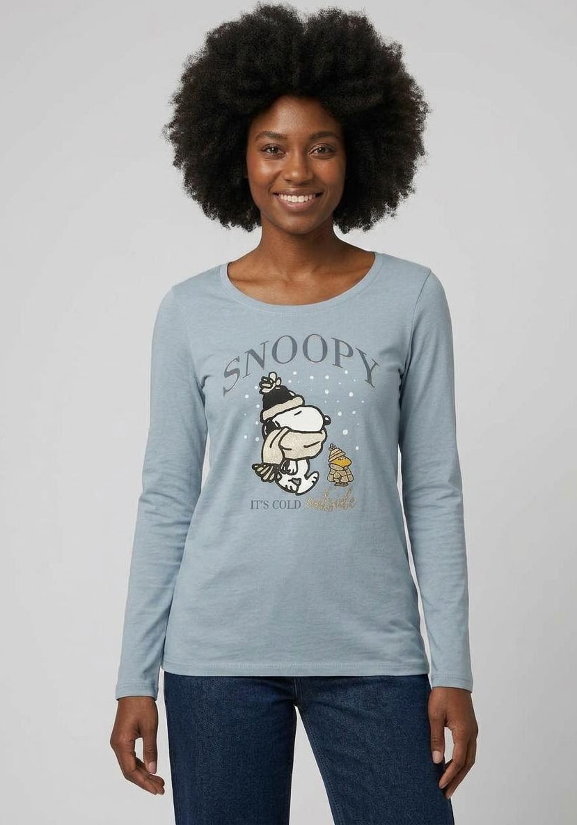 Image of KangaROOS Langarmshirt mit Rundhals, Snoopy, schmale Passform, aus Jersey