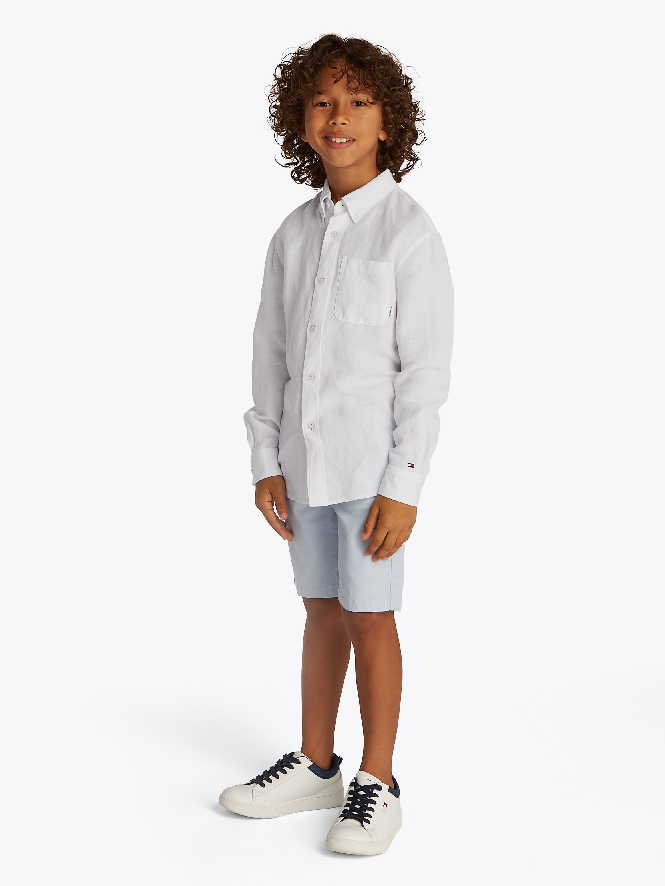 Tommy Hilfiger Chemise à manches longues »LINEN BLEND RELAXED SHIRT LS« mit Brusttasche, Logostickerei