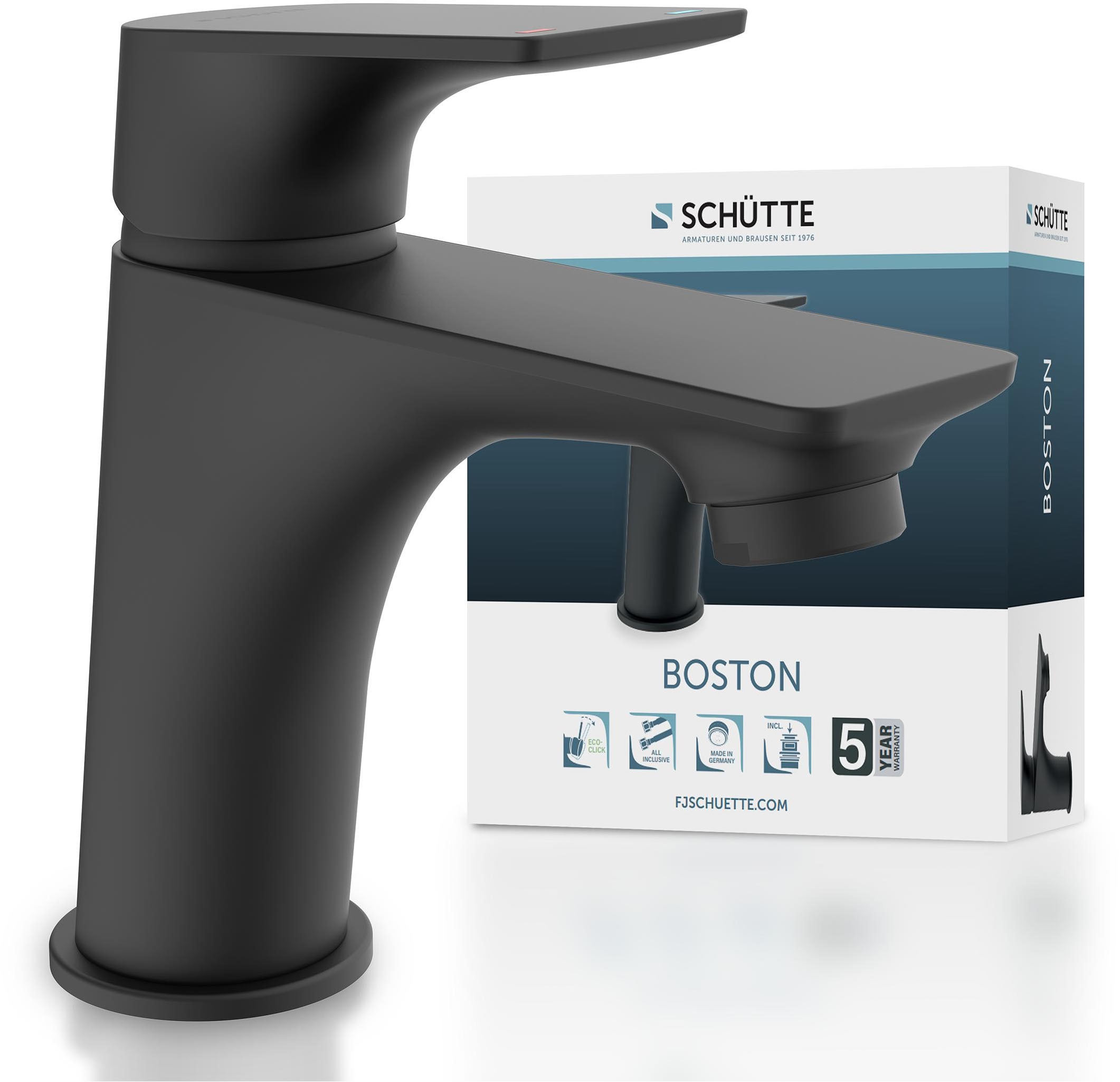 Image of Schütte Waschtischarmatur "BOSTON" wassersparende Eco-Click-Funktion, inkl. Pop-Up