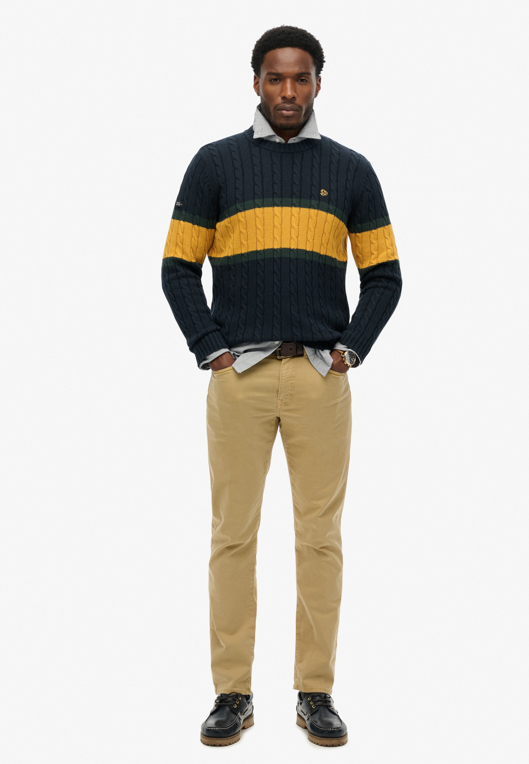 Superdry Pull en tricot »Cotton Stripe Cable Jumper«