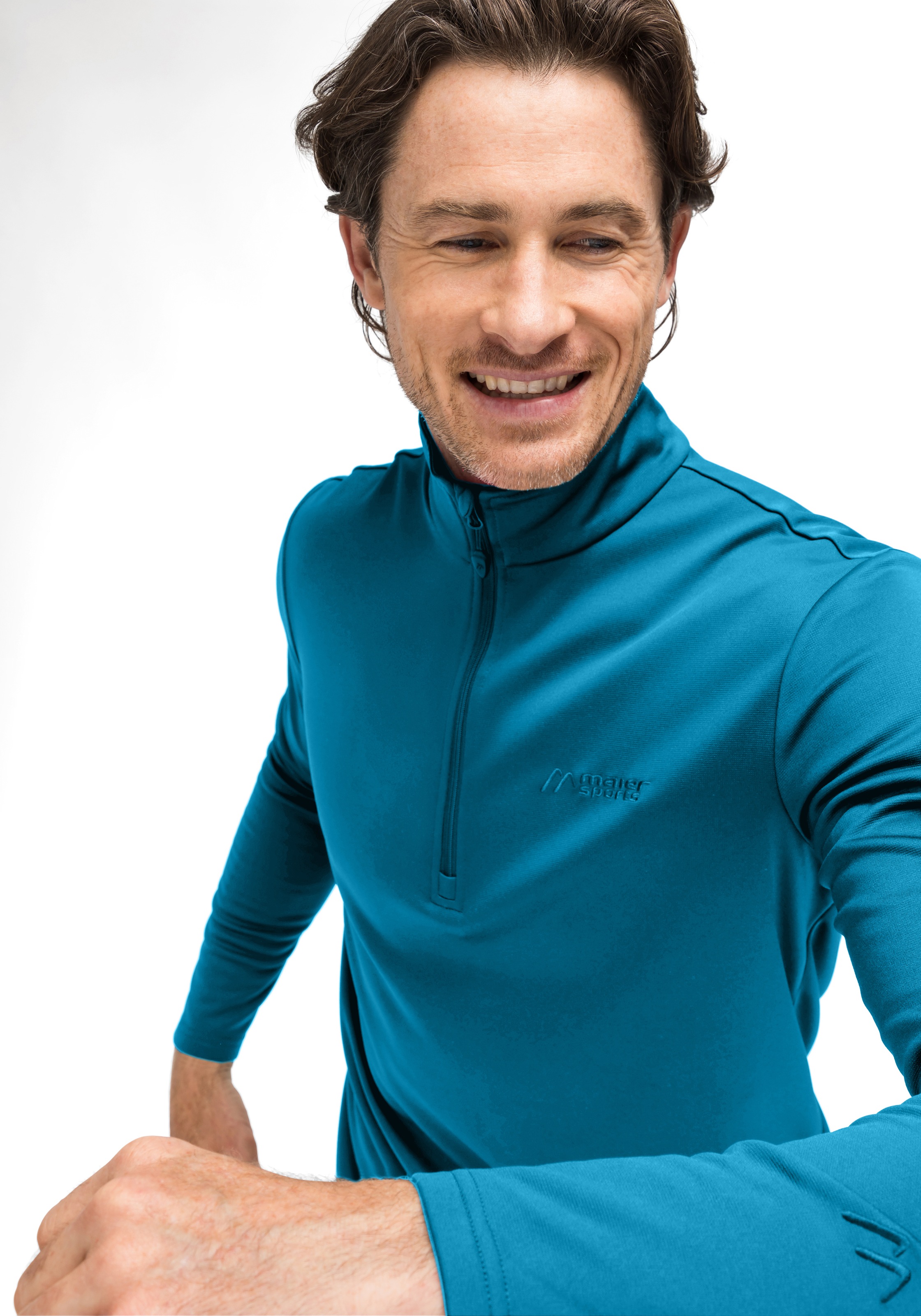 Maier Sports Pull en polaire »Felix«, polaire homme, couche intermédiaire fonctionnelle, demi-zip, coupe régulière
