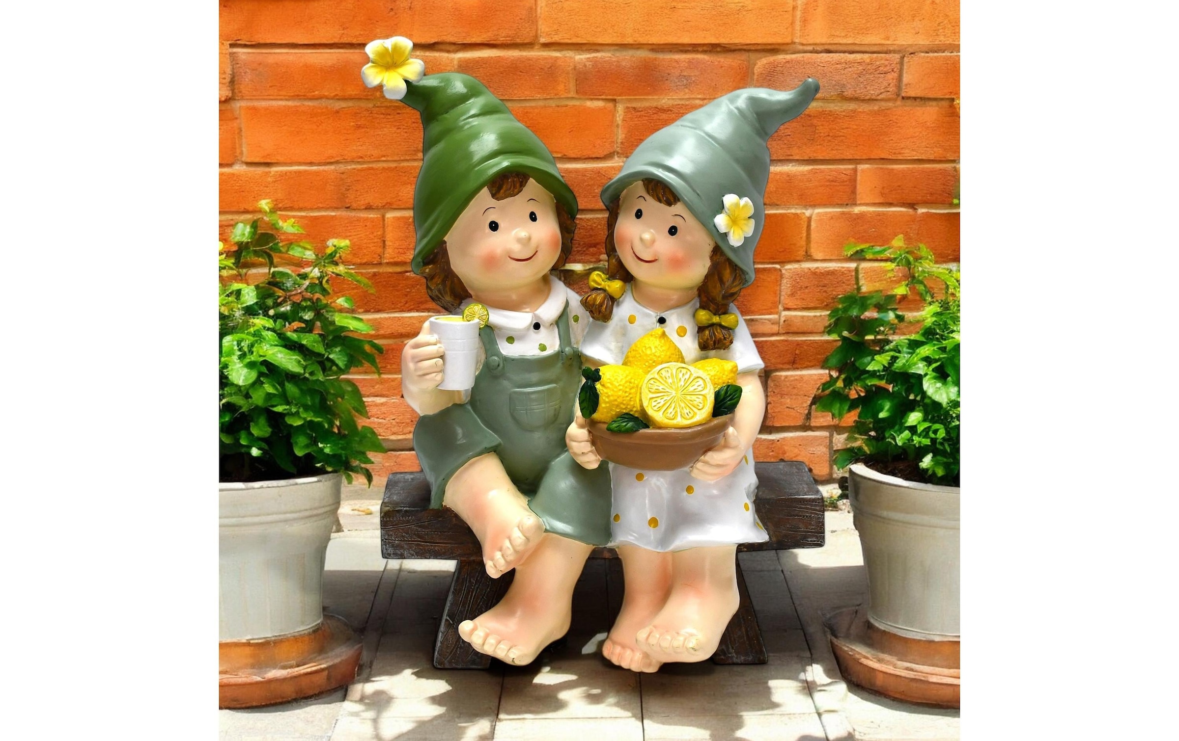 Gartenfigur »Dameco Kinder auf Bank sitzend«