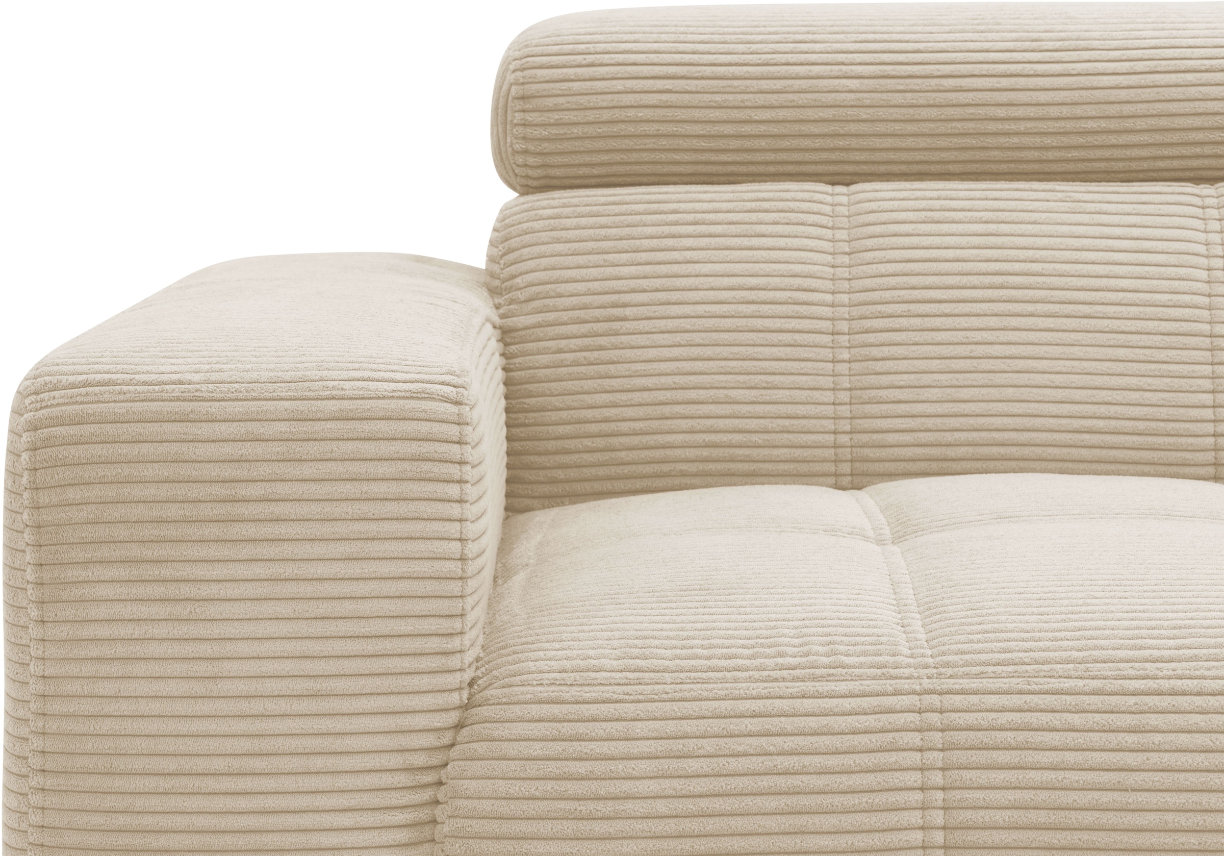 DOMO collection Ecksofa »Trento L-Form, mit Kufenfuss oder Einzelfuss«, wahlweise mit Kopfteilverstellung, Recamiere links/rechts bestellbar