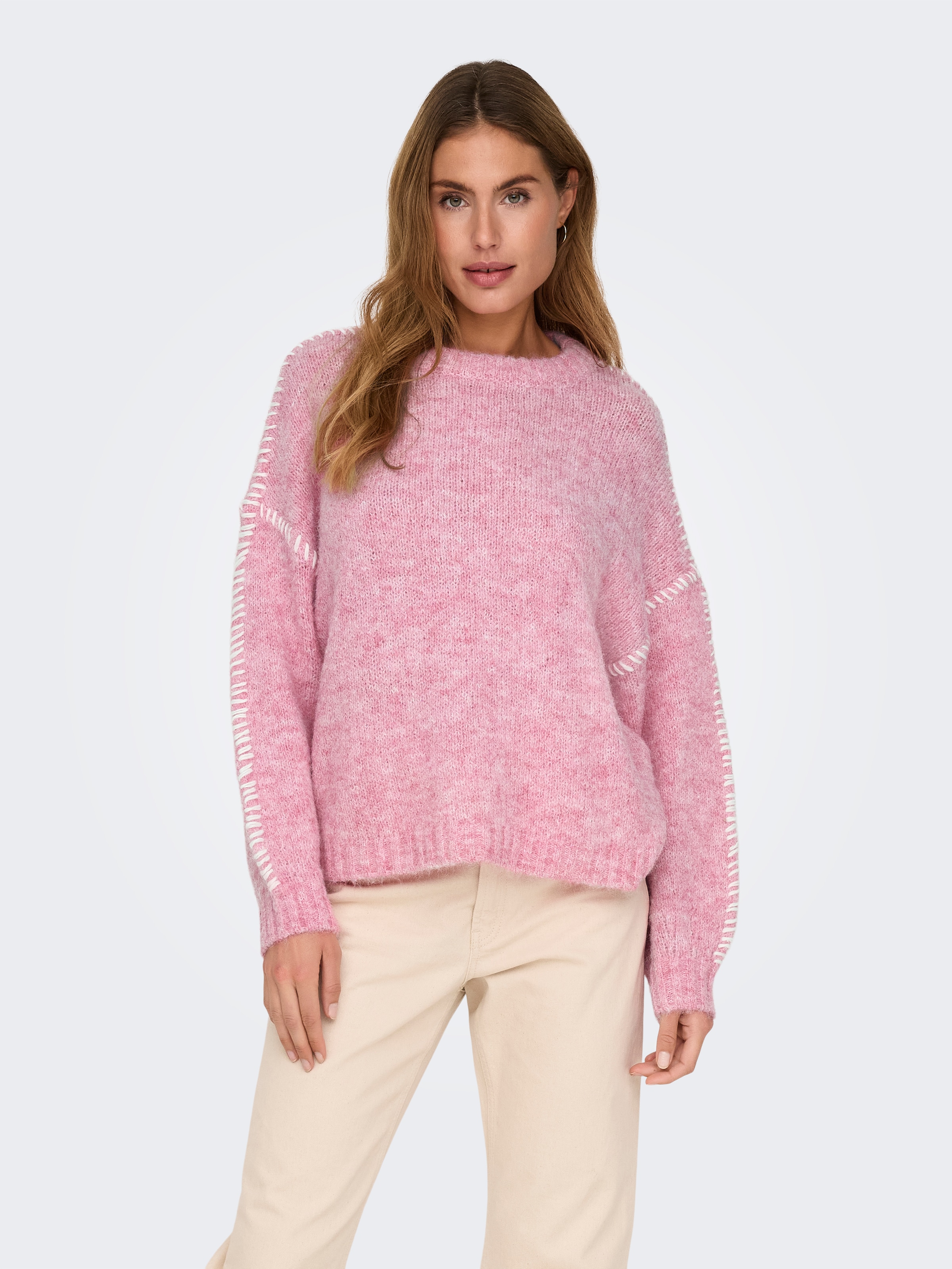 JDY Pull à col rond »JDYZOEY LIFE L/S ON STITCH PULL KNT NOOS« avec coutures décoratives