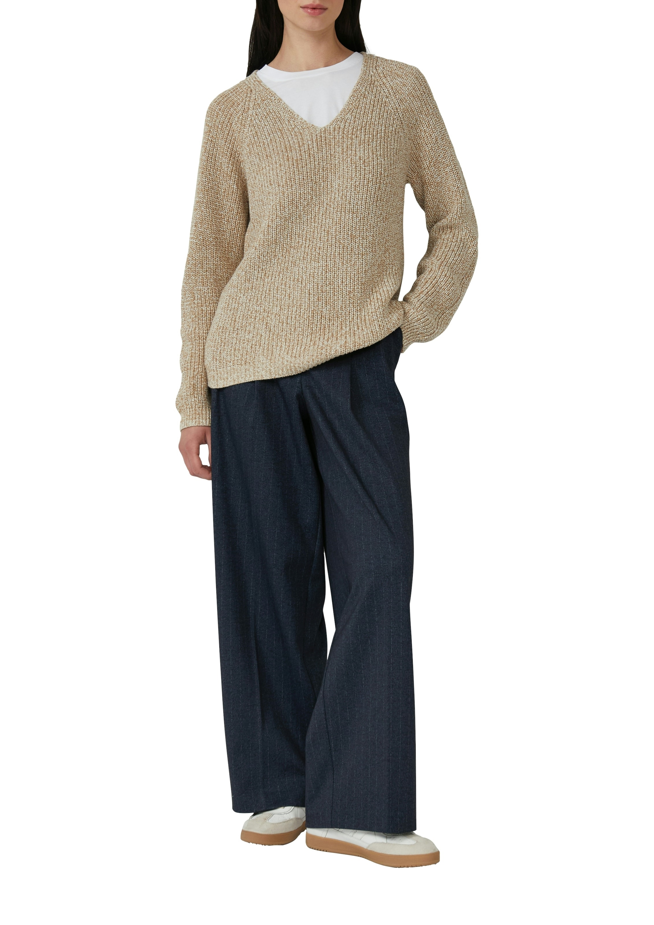 s.Oliver Pull en tricot avec col en V, chiné