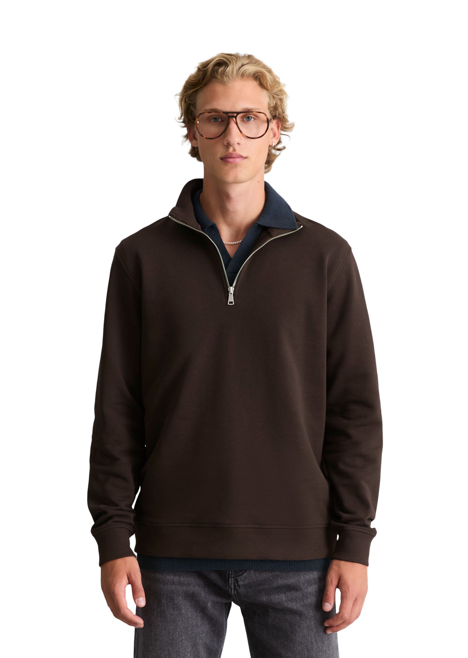 Image of Marc OPolo DENIM Sweatshirt, Troyer aus reiner Bio-Baumwolle