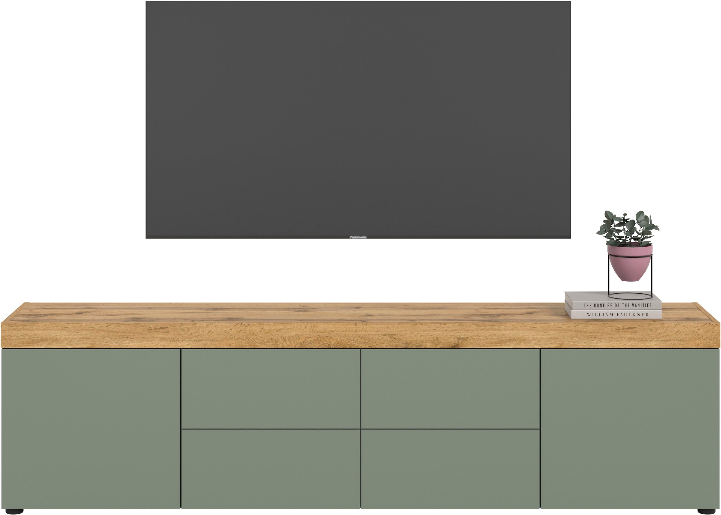GOODproduct Table basse »MAMBO, TOPSELLER!, Breite 200 cm, 2 Türen, 4 Schubkästen, 4 Fächer« 1 cuis tlg. Lowboard, meuble TV bas, meuble TV, salon