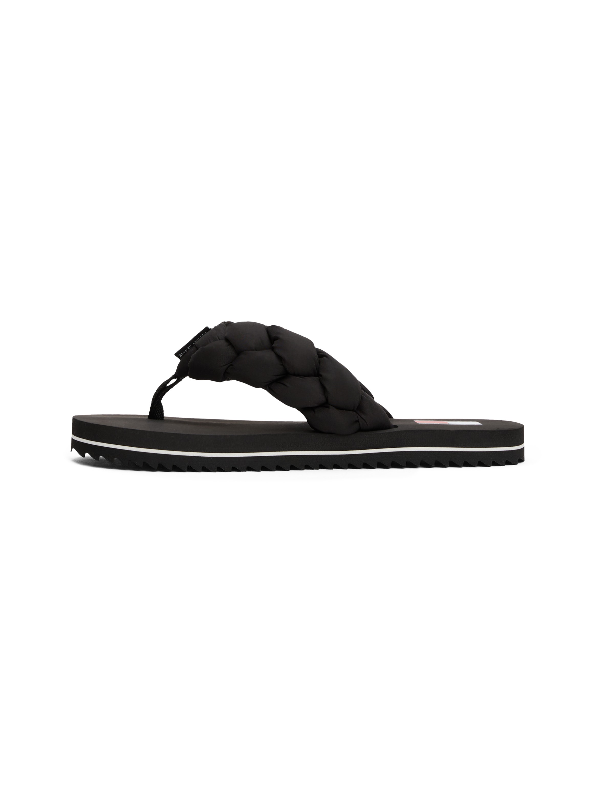 Tommy Jeans Zehentrenner »BRAIDED THONG BEACH SANDAL«  , Dianette, Sommerschuh mit geflochtener, wattierter Bandage