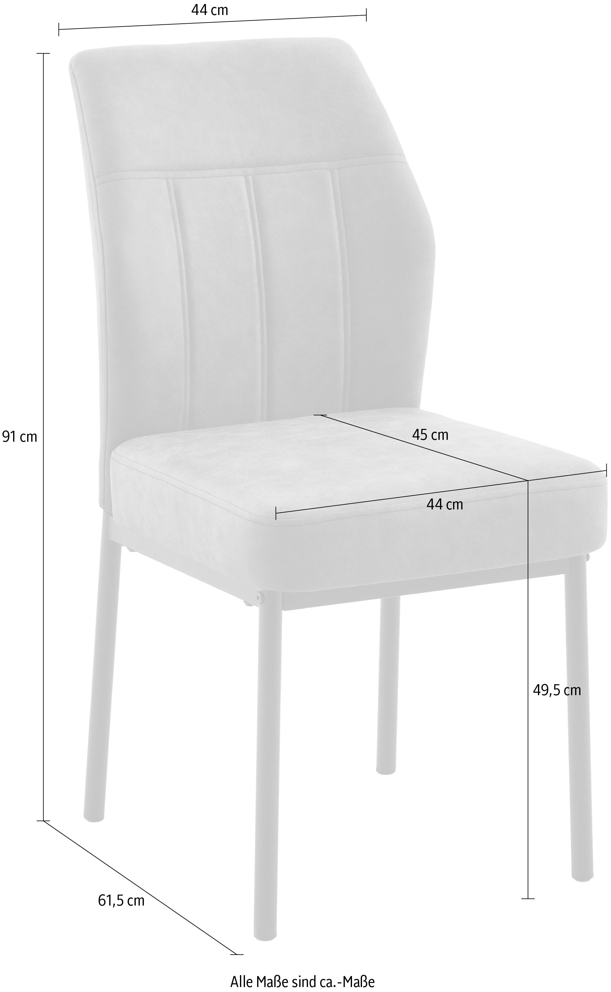 HELA Chaise à 4 pieds »ALMADA« (Ensemble) 2 cuis4-Fuss, Komfortsitz mit Federkorb, Vintage Optik