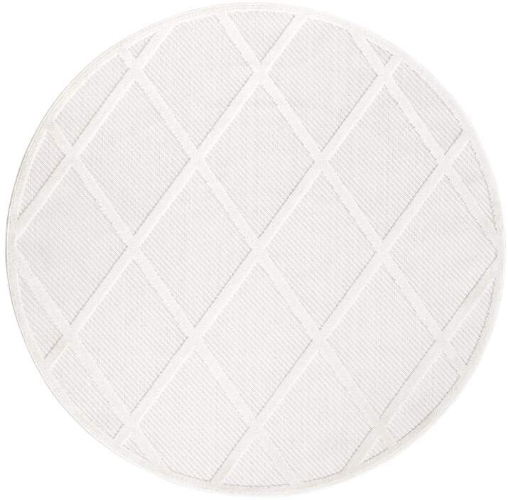 Carpet City Teppich »In-& Outdoorteppich Santorini 457, 3D-Effekt, Raute-Look«, rund, 5 mm Höhe, Wetterfest & UV-beständig für Terrasse, Balkon, Küche, Flur