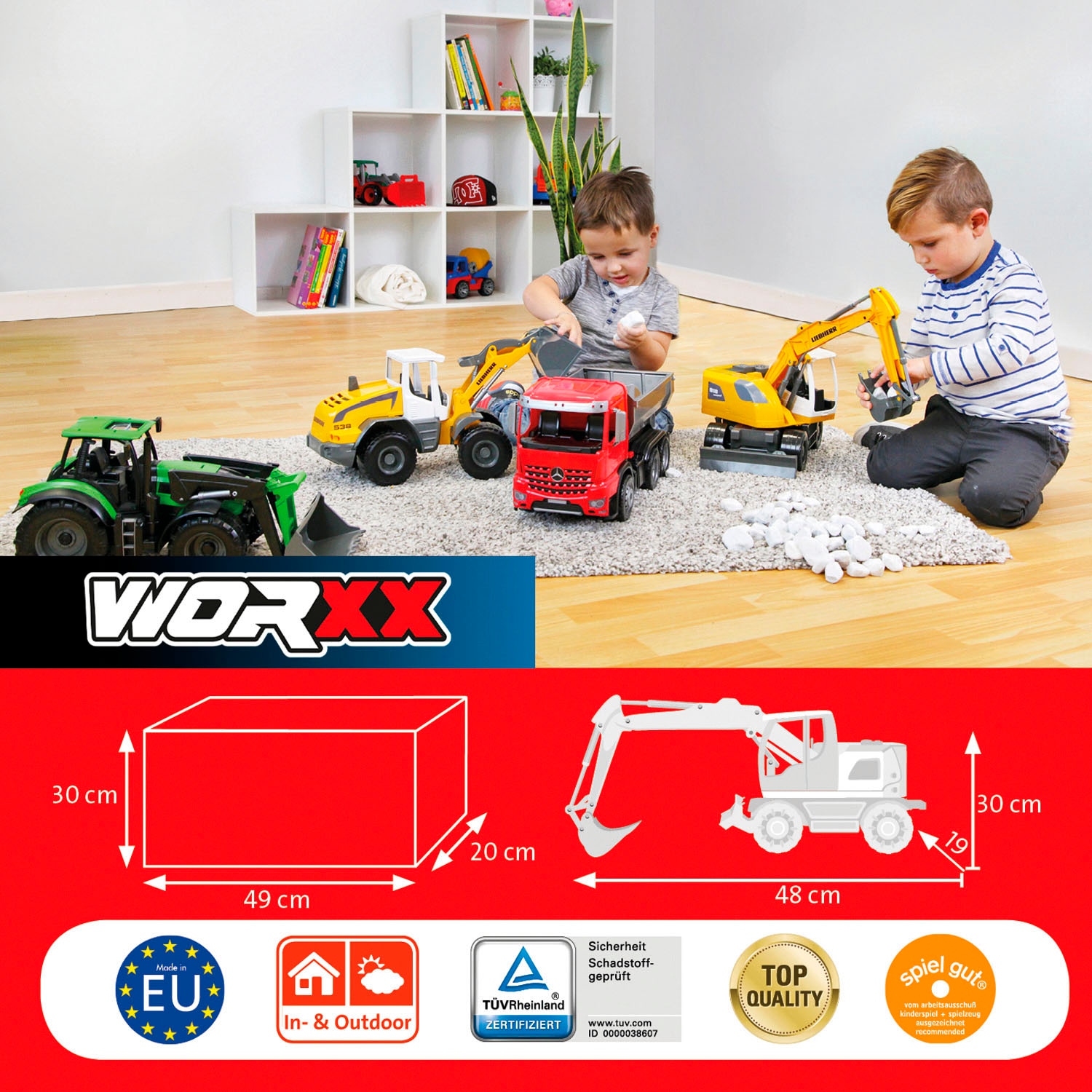 Lena® Jouet pelleteuse »Worxx, Liebherr Compact A918 Litronic« fabriqué en Europe