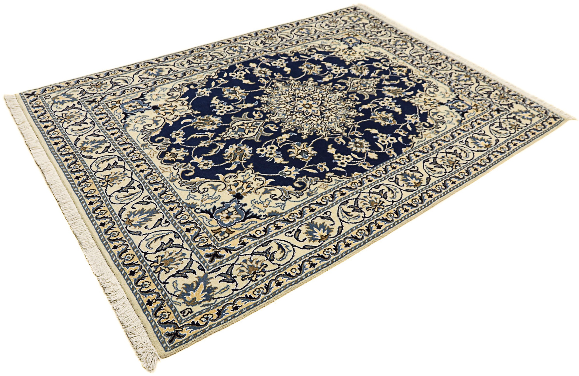 Image of morgenland Orientteppich »Perser - Nain - 202 x 142 cm - dunkelblau«, rechteckig, 12 mm Höhe, Wohnzimmer, Handgeknüpft, Einzelstück mit Zertifikat bei Ackermann Versand Schweiz