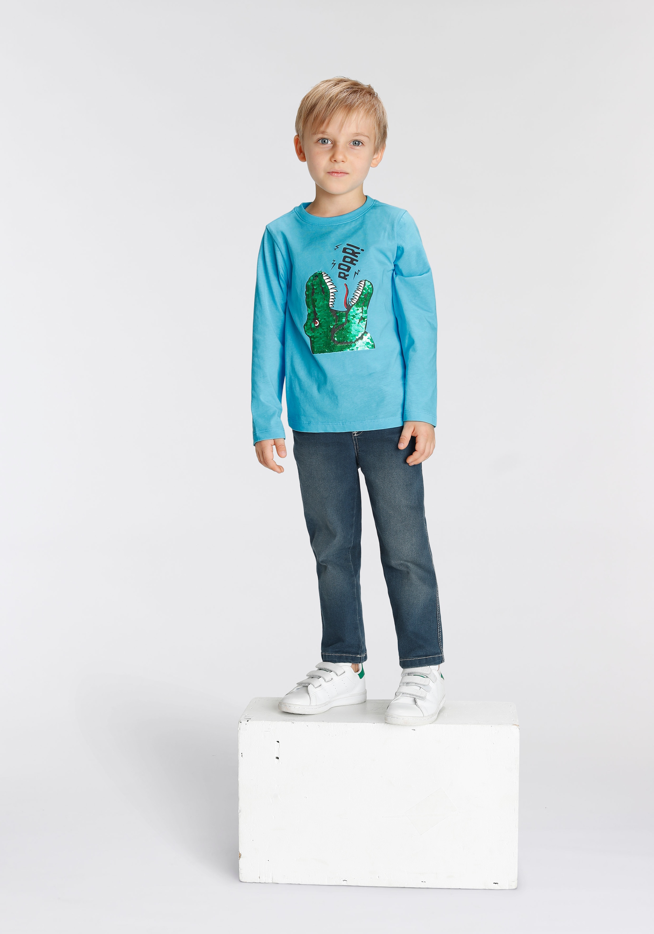 KIDSWORLD Langarmshirt »mit Dino-Motiv ligne aus en Wendepailletten« Acheter