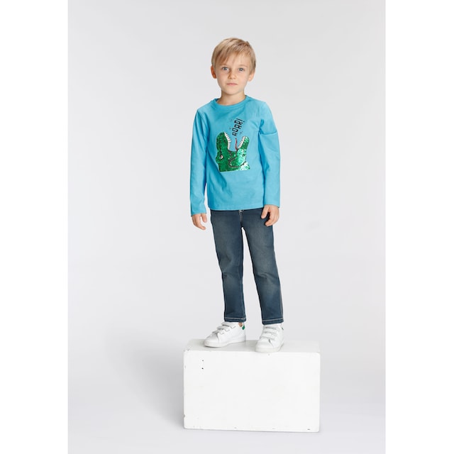 ✌ KIDSWORLD Langarmshirt »mit Dino-Motiv aus Wendepailletten« Acheter en  ligne