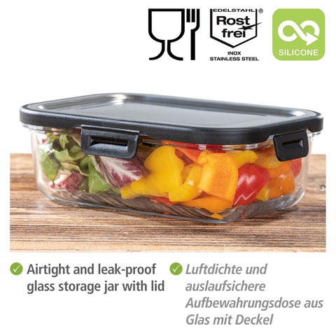 WENKO Frischhaltedose »Steel«, (1 tlg.), Deckel aus rostfreiem Edelstahl