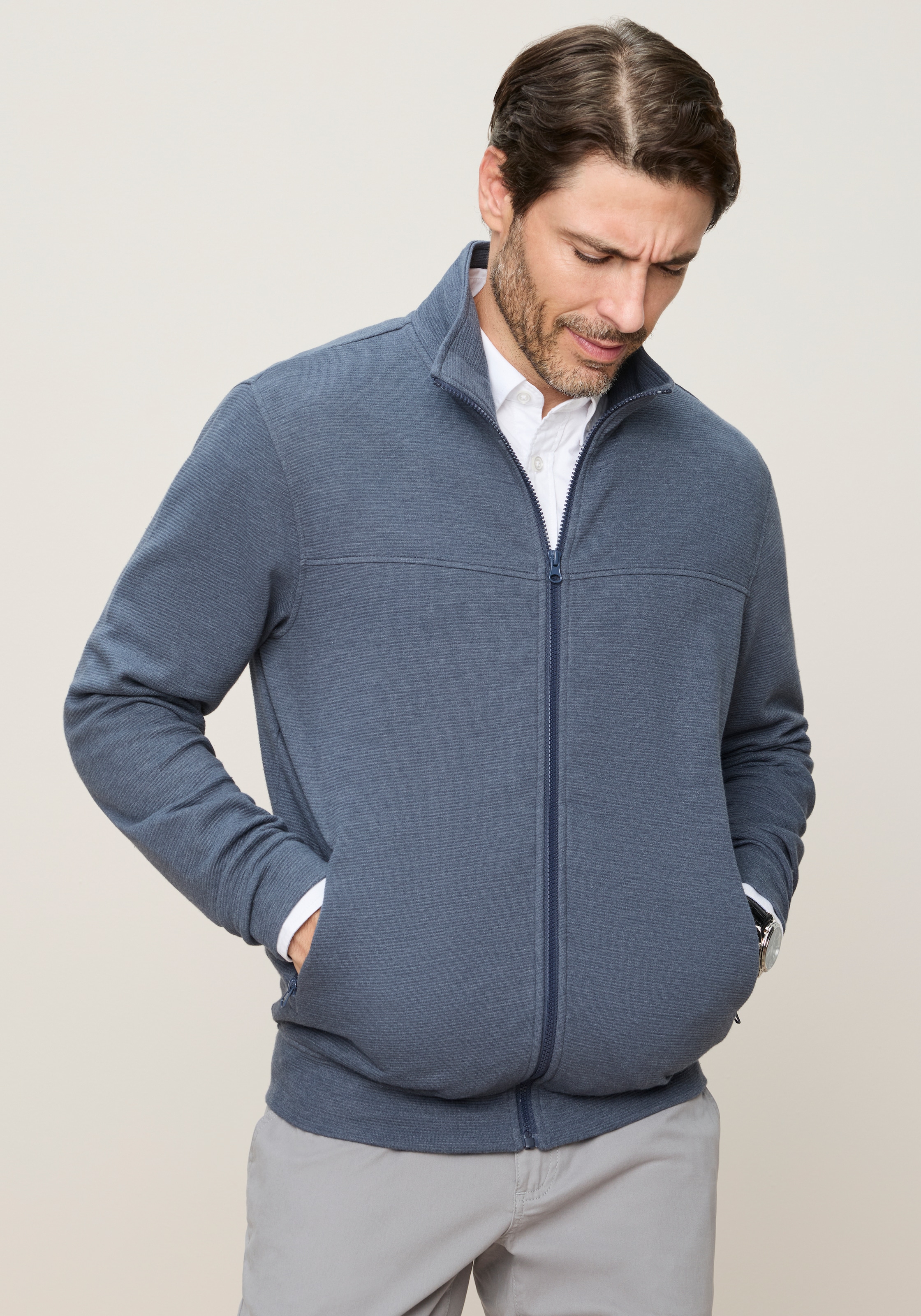 Man's World Veste sweat avec col montant, manches longues